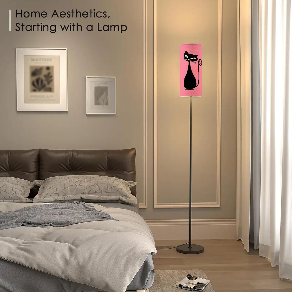 Floor Lamp Modern Standing Lamp (Made in USA) Untitled design Pink Atomic cat lighting