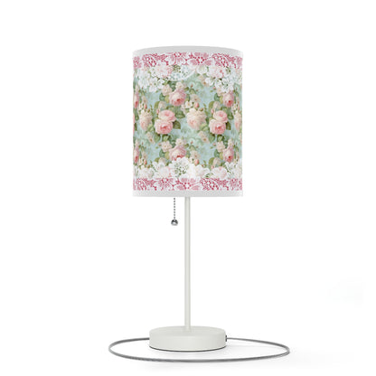 Pink rose shabby chic style Lamp on a Stand, US|CA plug