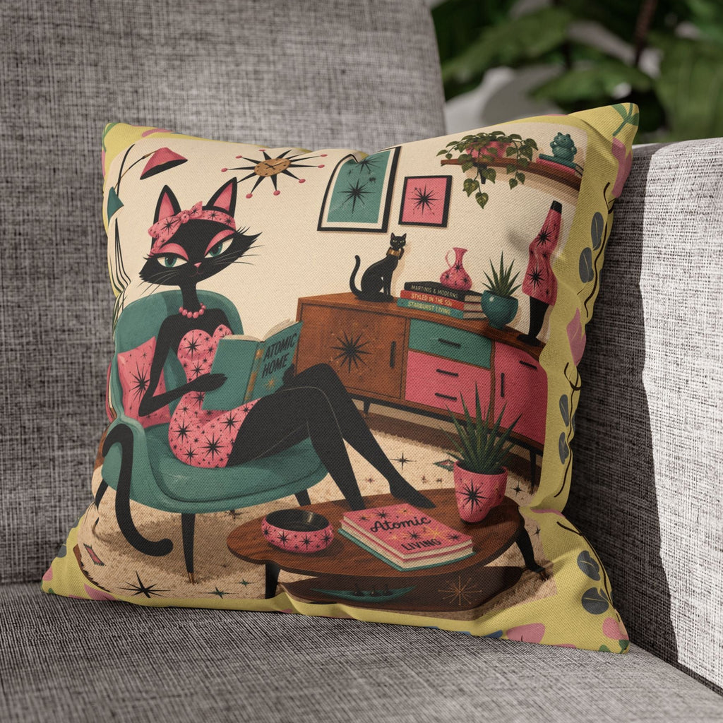 Retro Mid Century Atomic Cat Lounge Pillowcase | Square Pillowcase - COVER ONLY