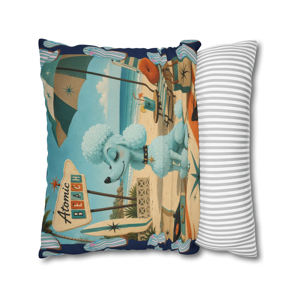 Retro Atomic Beach Poodle Pillowcase -  COVER ONLY - indoor use