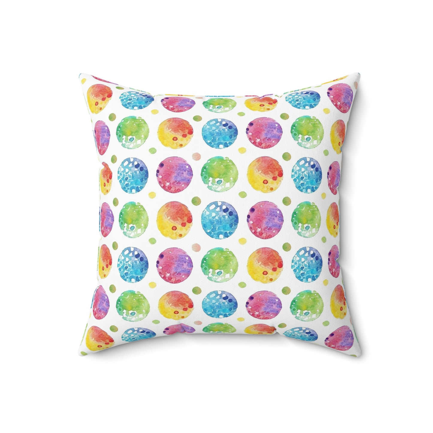 Colorful dots watercolor shabby chic style Square Pillow, couch, chair, living room bedroom scatter throw cushion