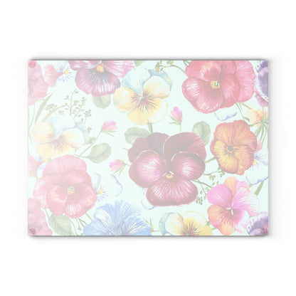 Pansy Cutting Board a Floral Tempered Glass Cheese Board, Unique Floral Chopping Board & Flower Counter Protector, Floral Kitchen decor