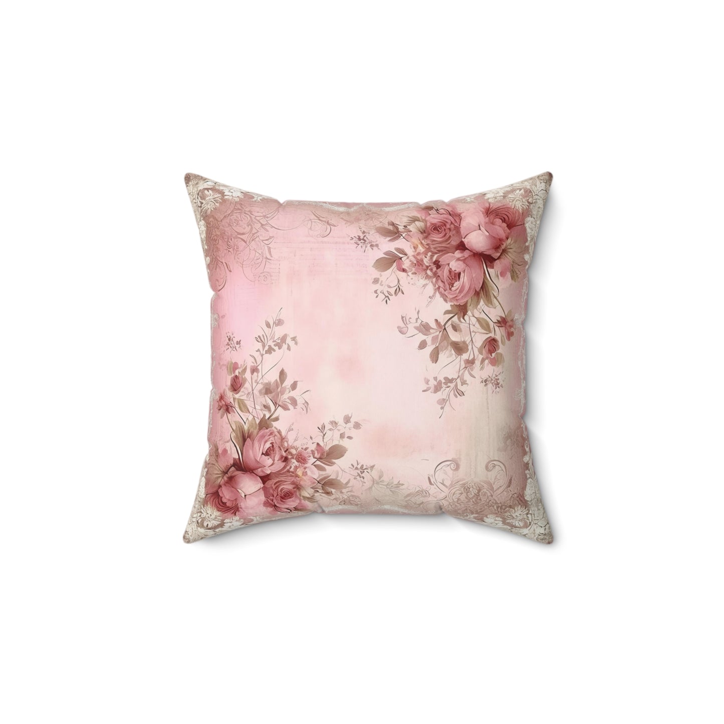 Vintage Old Light Roses Shabby chic Square Pillow, French Vintage inspired, floral scatter throw cushion