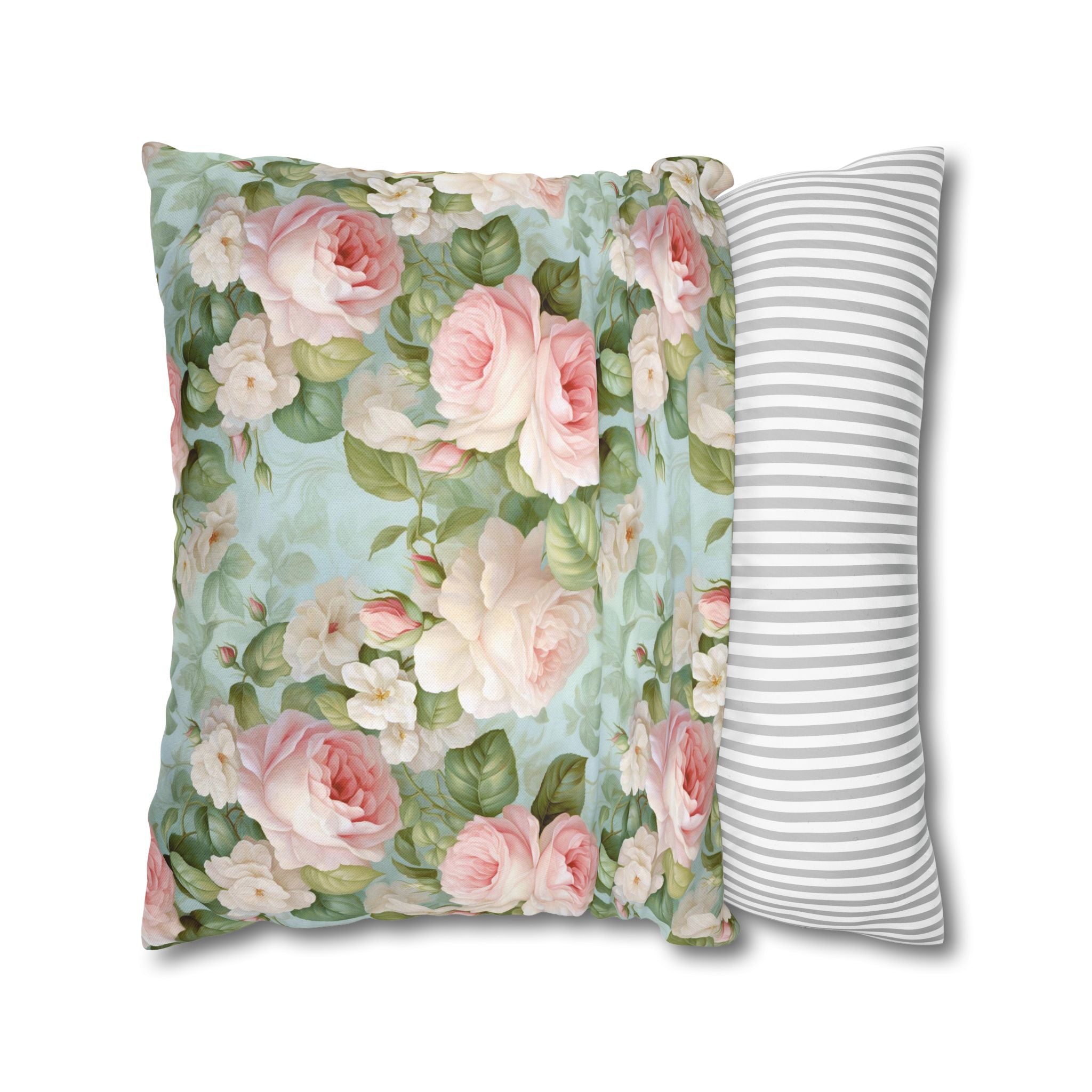 Pink Vintage rose Floral Pillowcase, Decorative Cushion Cover, Farmhouse Home Decor Throw Pillow, Shabby Chic, Boho Style, cottage decor