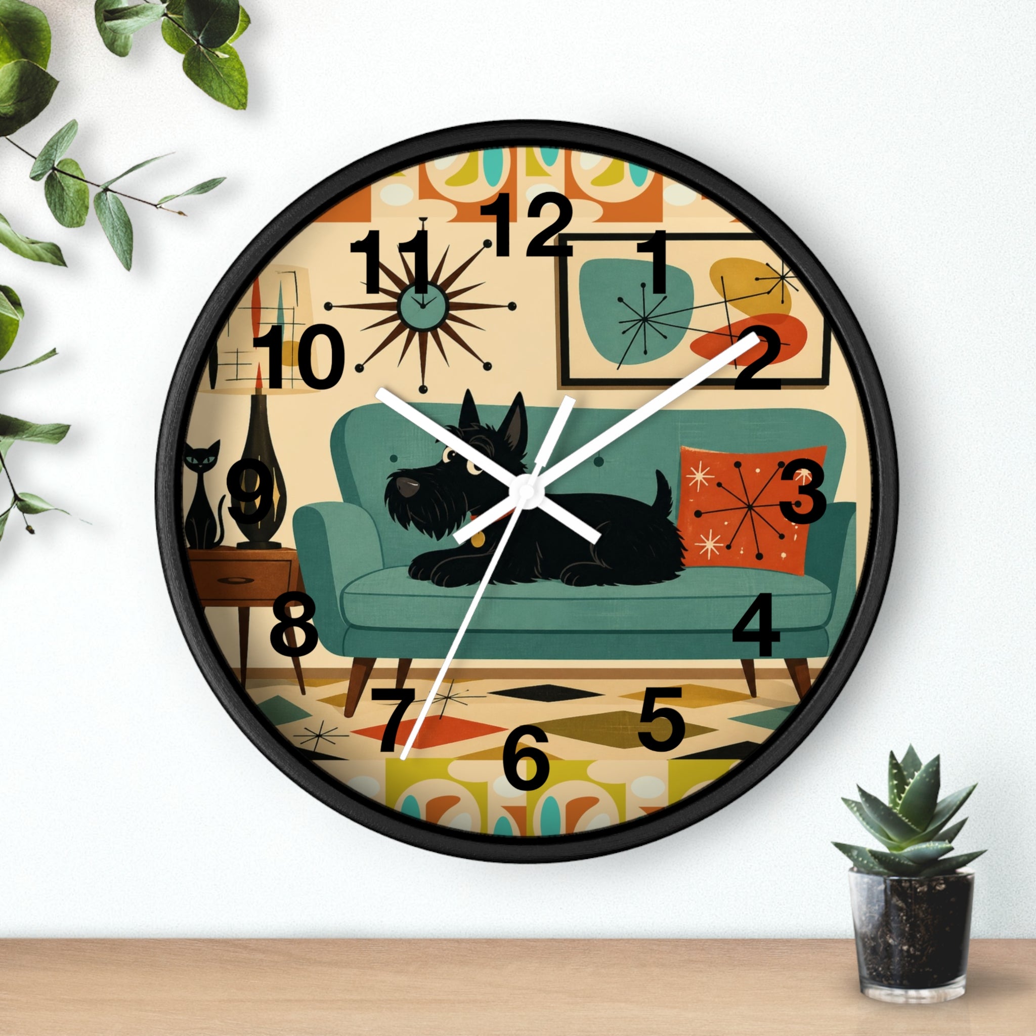 Retro Scotty Dog Sofa Wall Clock | Mid Century Modern Home Decor