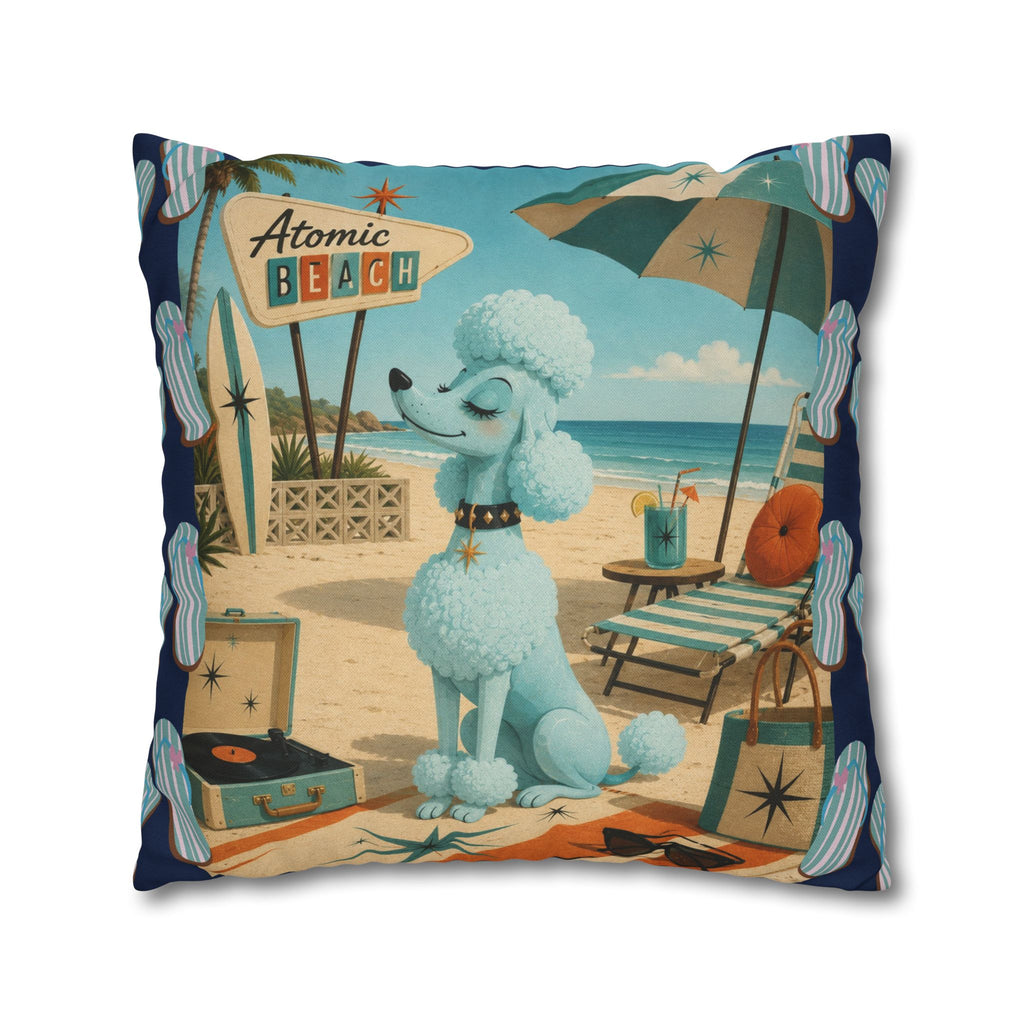 Retro Atomic Beach Poodle Pillowcase -  COVER ONLY - indoor use