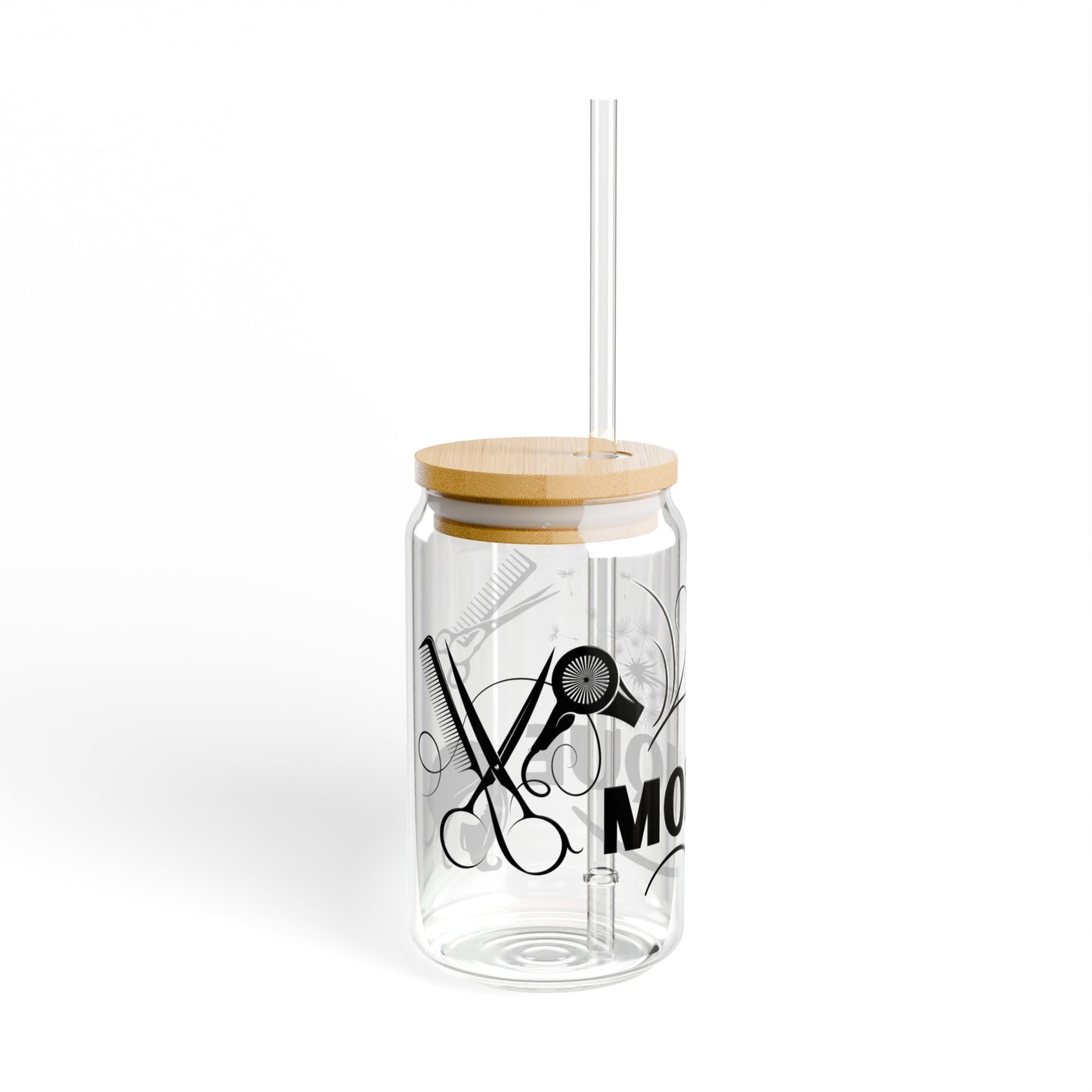 Personalized hairdresser Sipper Glass, 16oz, hairstylist gift, iced coffee cup, glass with lid and straw