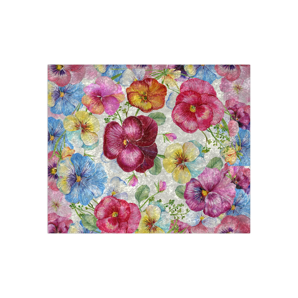 Crushed Velvet Blanket - Vibrant Pansy Floral Throw