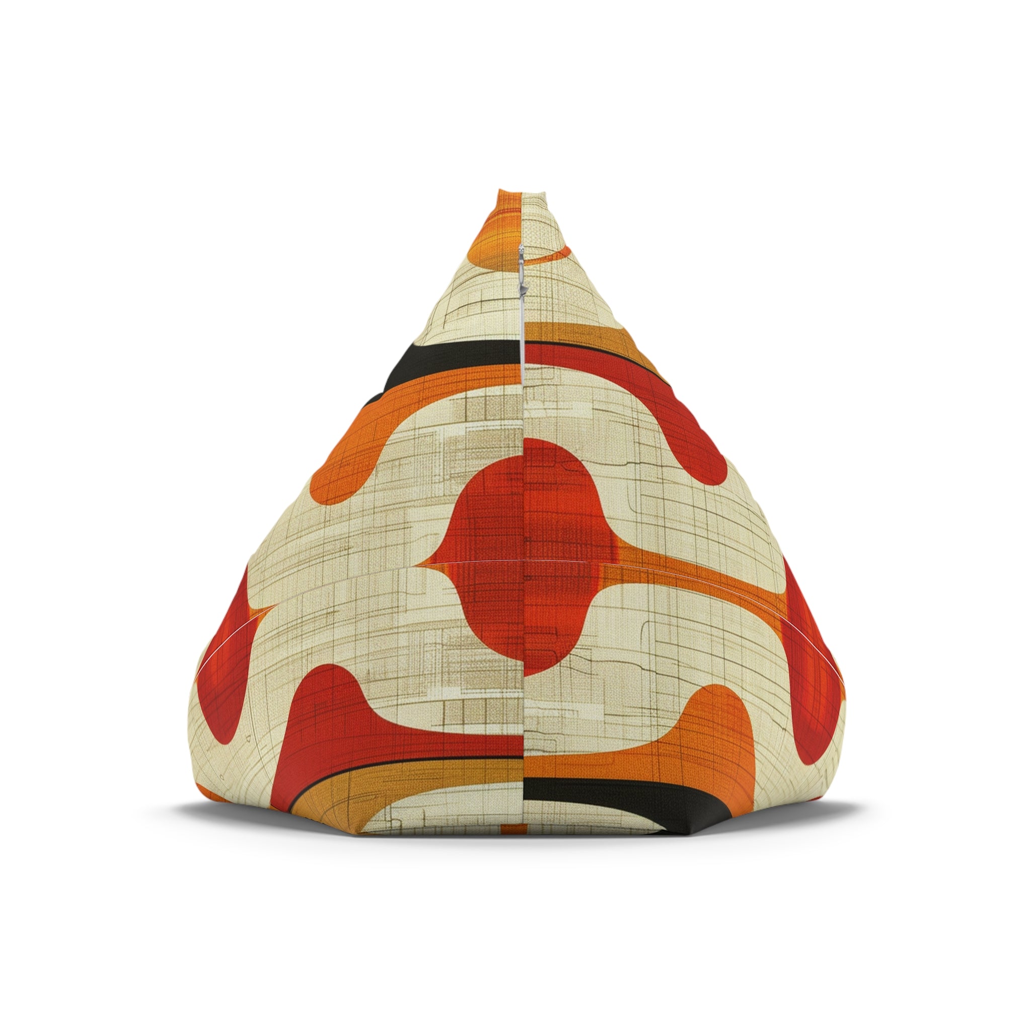Retro Orange black Bean Bag Chair COVER (Cover only), Mid century Modern, lounger, funky chair slipcover, MCM home decor