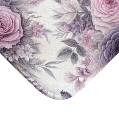 Purple Shabby chic style bathmat, inspired by French vintage, floral bathroom decor