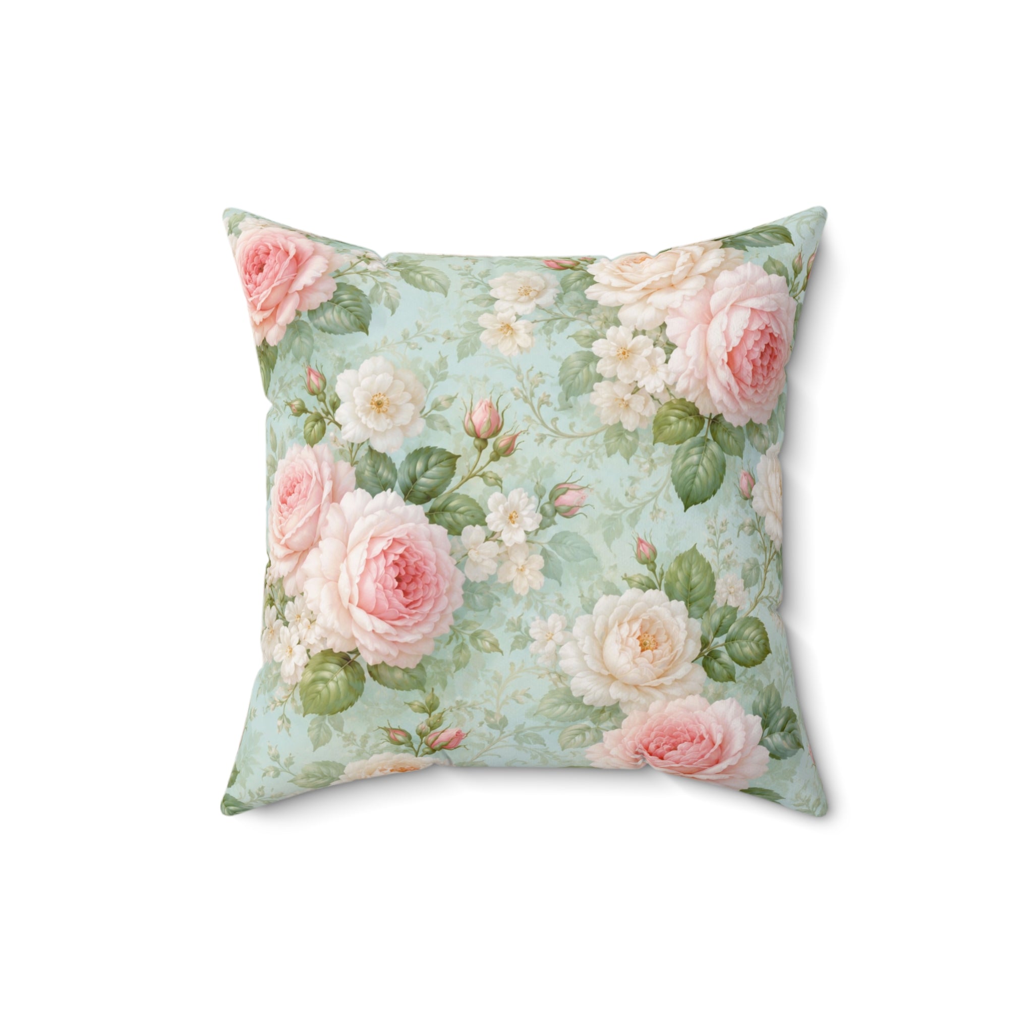 Vintage Pink Roses Toss Pillow | Floral Square Pillow, Shabby Chic