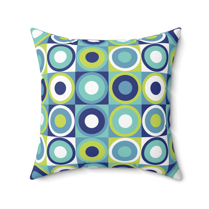 Vintage Vibes: Blue and Green Retro Pattern Pillow - Timeless Elegance for Your Space, modern vintage