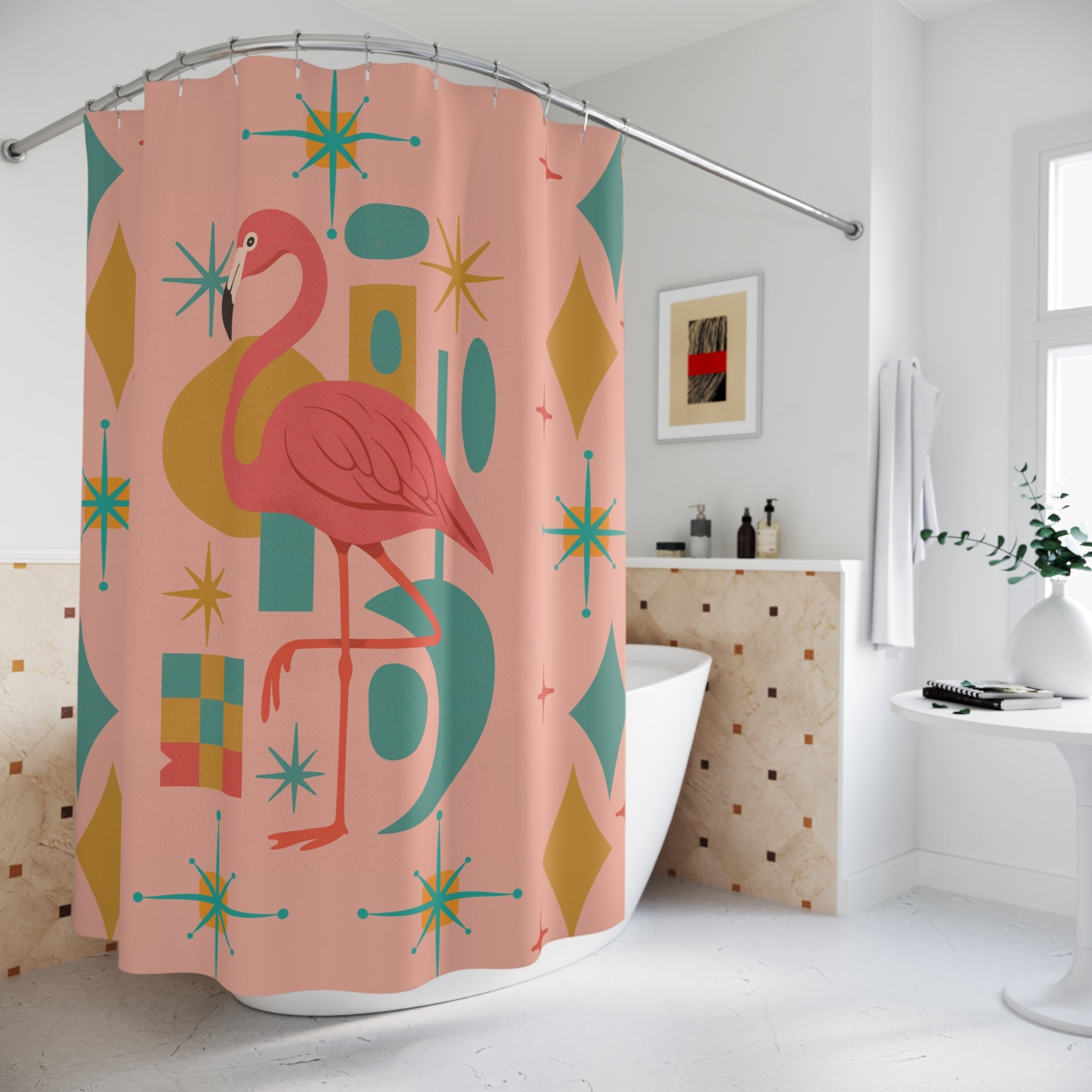 Tropical Flamingo Shower Curtain - Colorful Bathroom Décor, Bohemian Home Accessory, Summer Vibes, Gift for Flamingo Lovers, [...]
