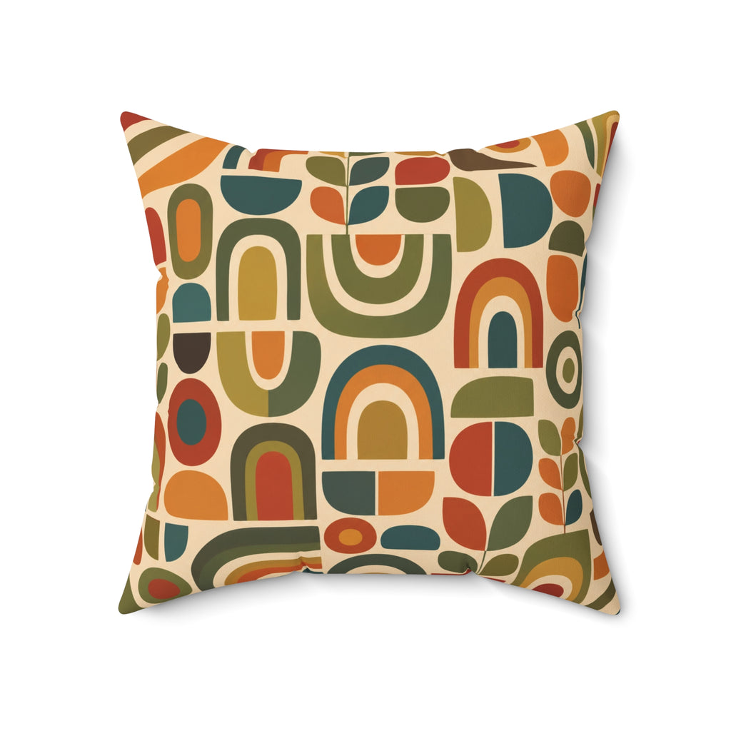 Retro Geometric Abstract Pattern Pillow | Mid Century Modern Throw Pillow