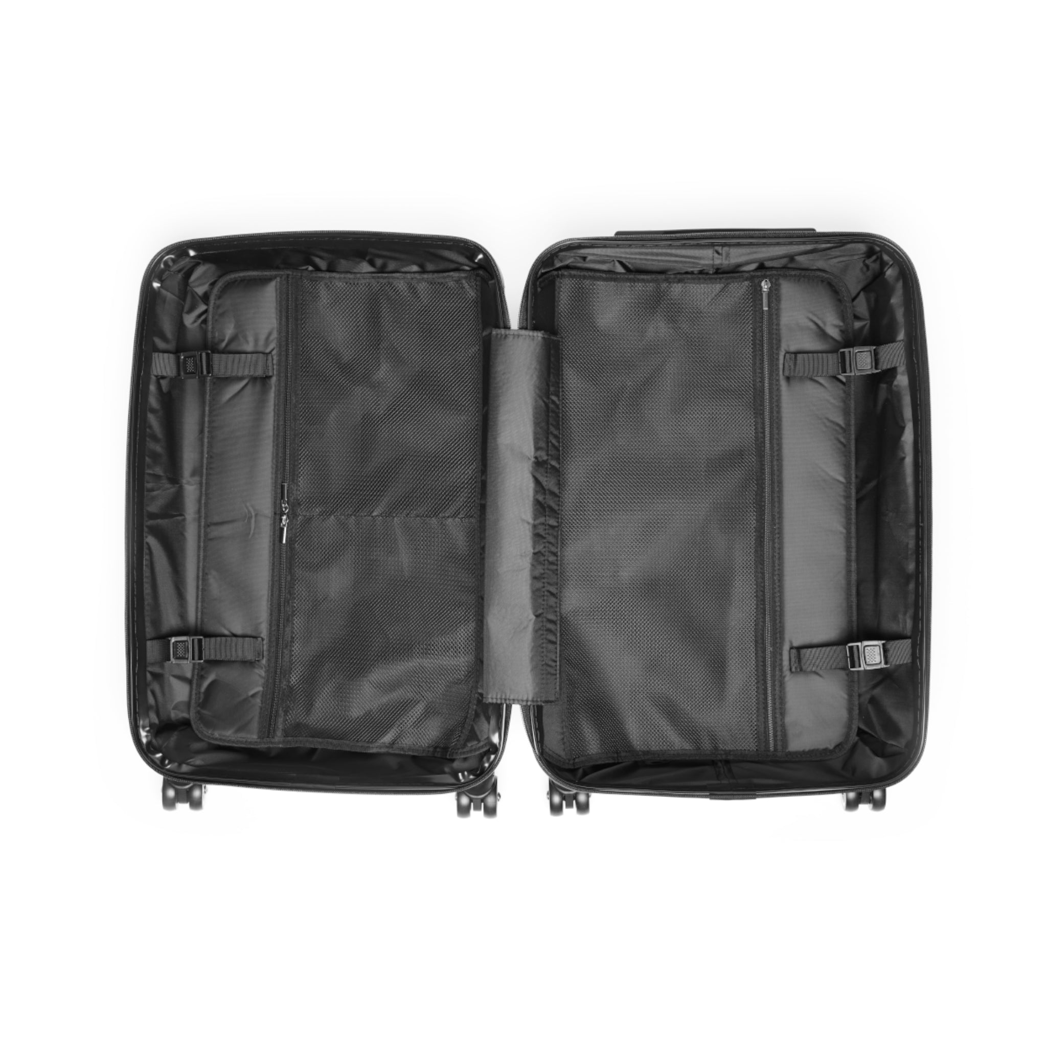 Retro Black Atomic Cat Beach Suitcase | Mid Century Travel Luggage