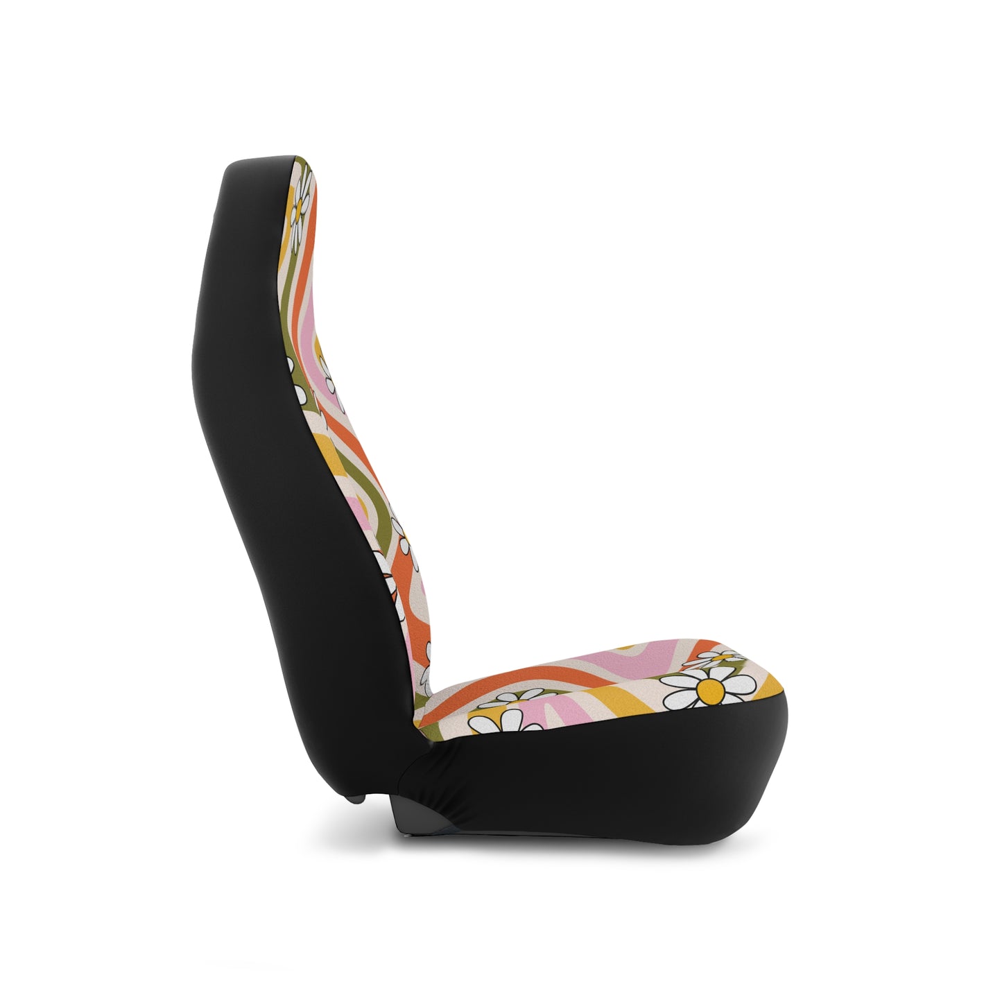 Psychedelic Blooms: Retro Car Seat Covers with Vibrant Floral Patterns