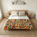 Retro Geometric Pattern Comforter | Mid Century Shapes, Earth Tones