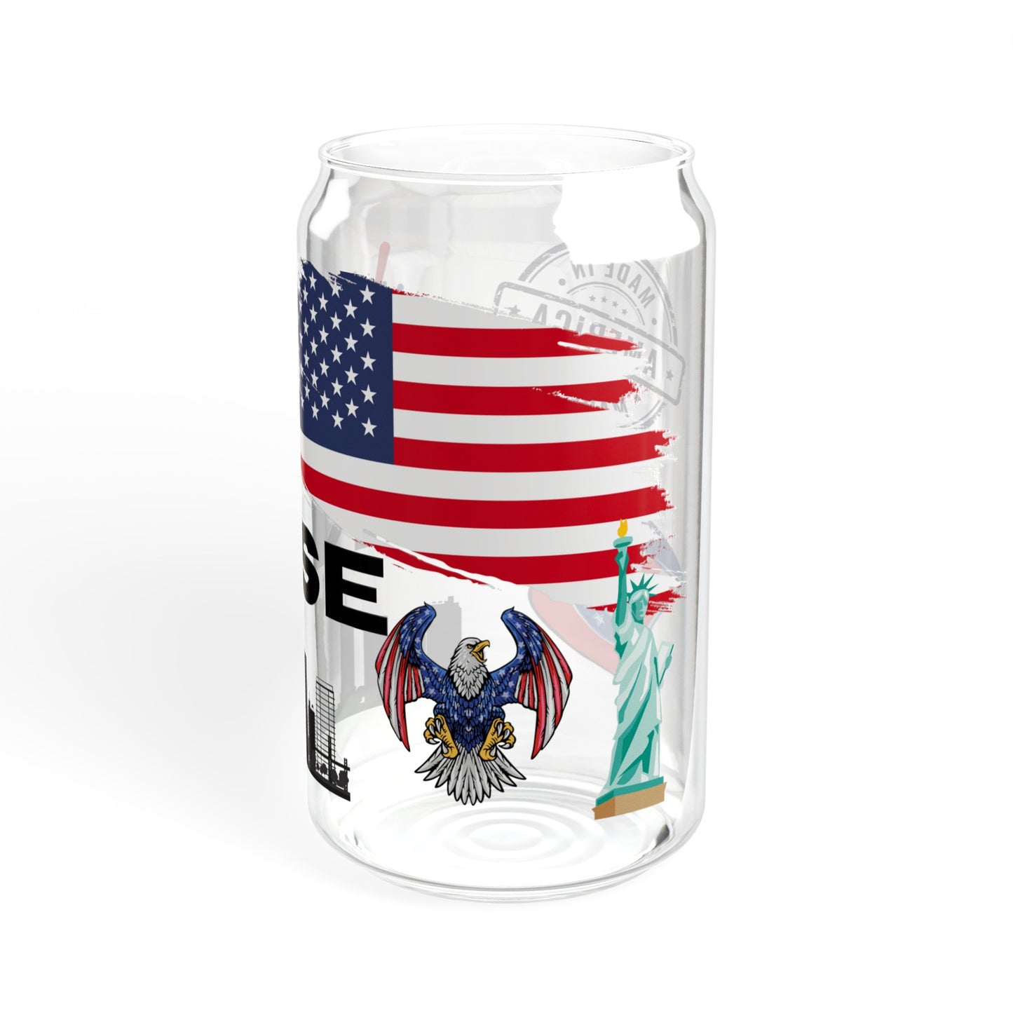 Made in the USA Personalized Sipper Glass, 16oz, name glass, cute coffee glass, iced coffee glass, glass with lid and straw, patriotic glass