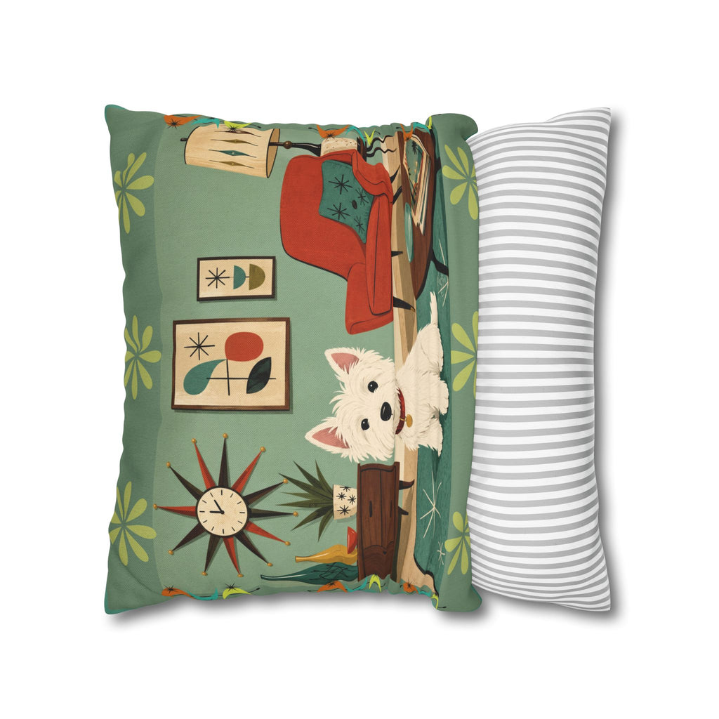 Retro Westie Dog Retro Living Room Pillowcase | Square Throw Pillowcase - COVER ONLY