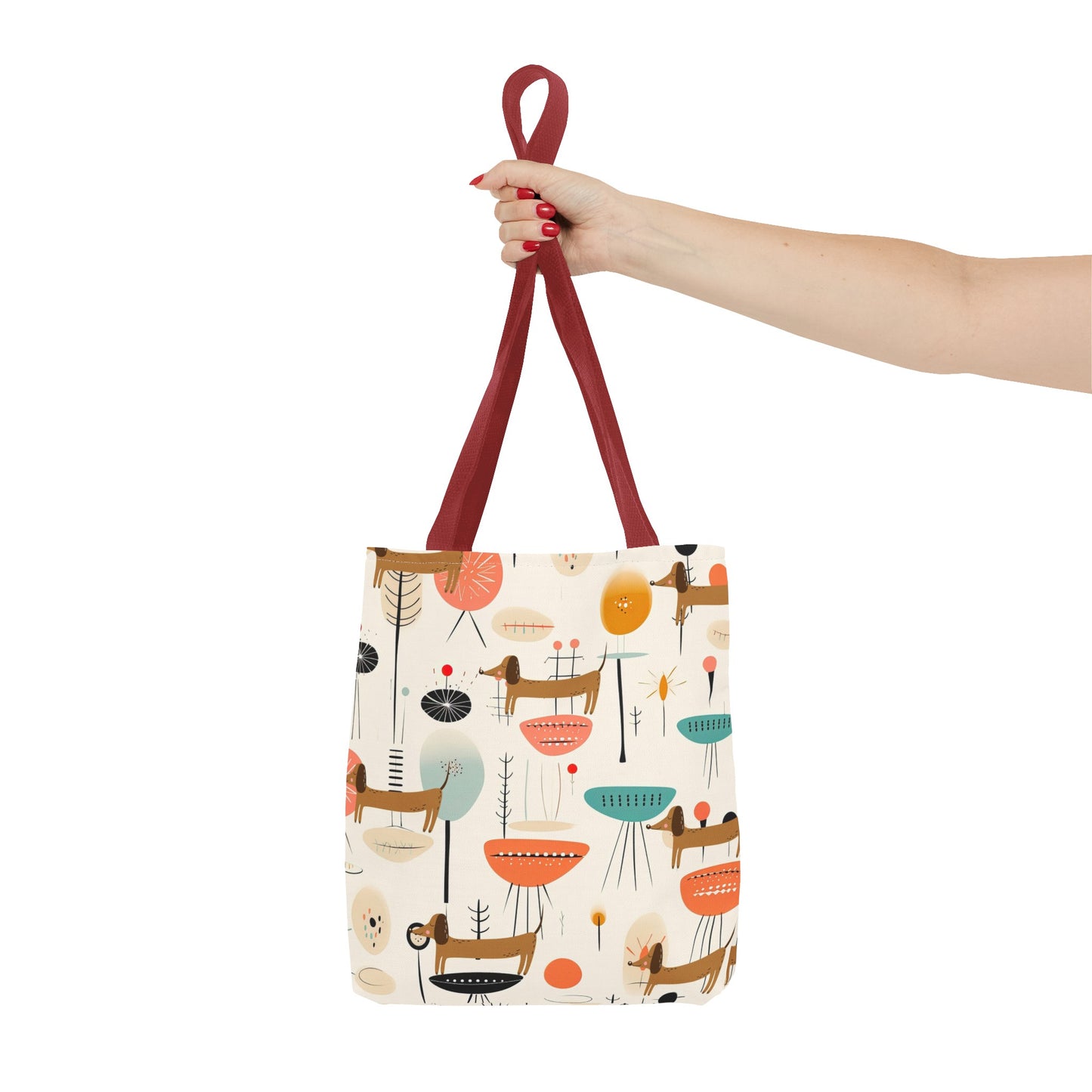 Tote Bag, Mid Century Modern Dachshund tote bag, carry bag, dog lover, beach, shopping, book bag, overnight or day trip tote bag