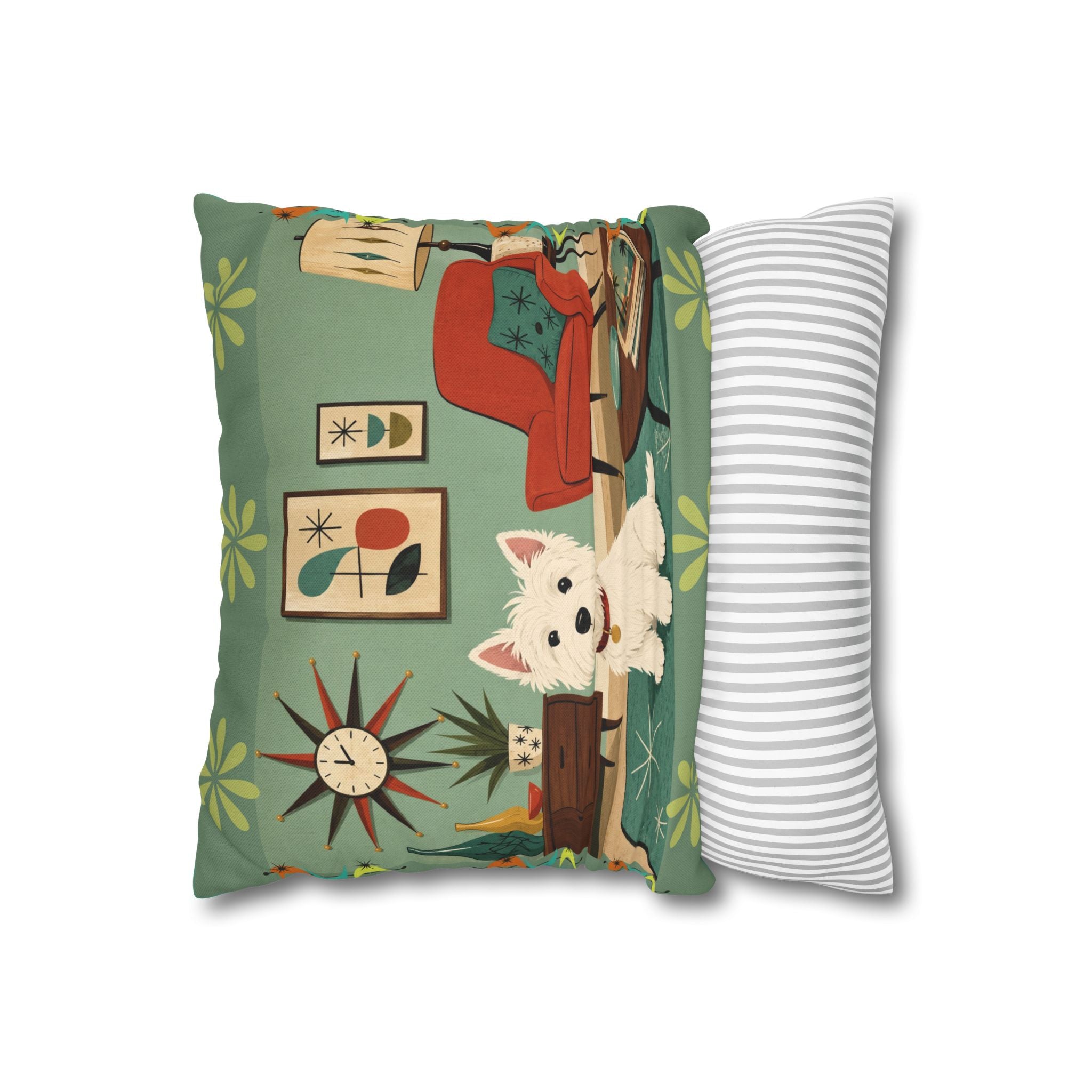 Retro Westie Dog Retro Living Room Pillowcase | Square Throw Pillowcase - COVER ONLY