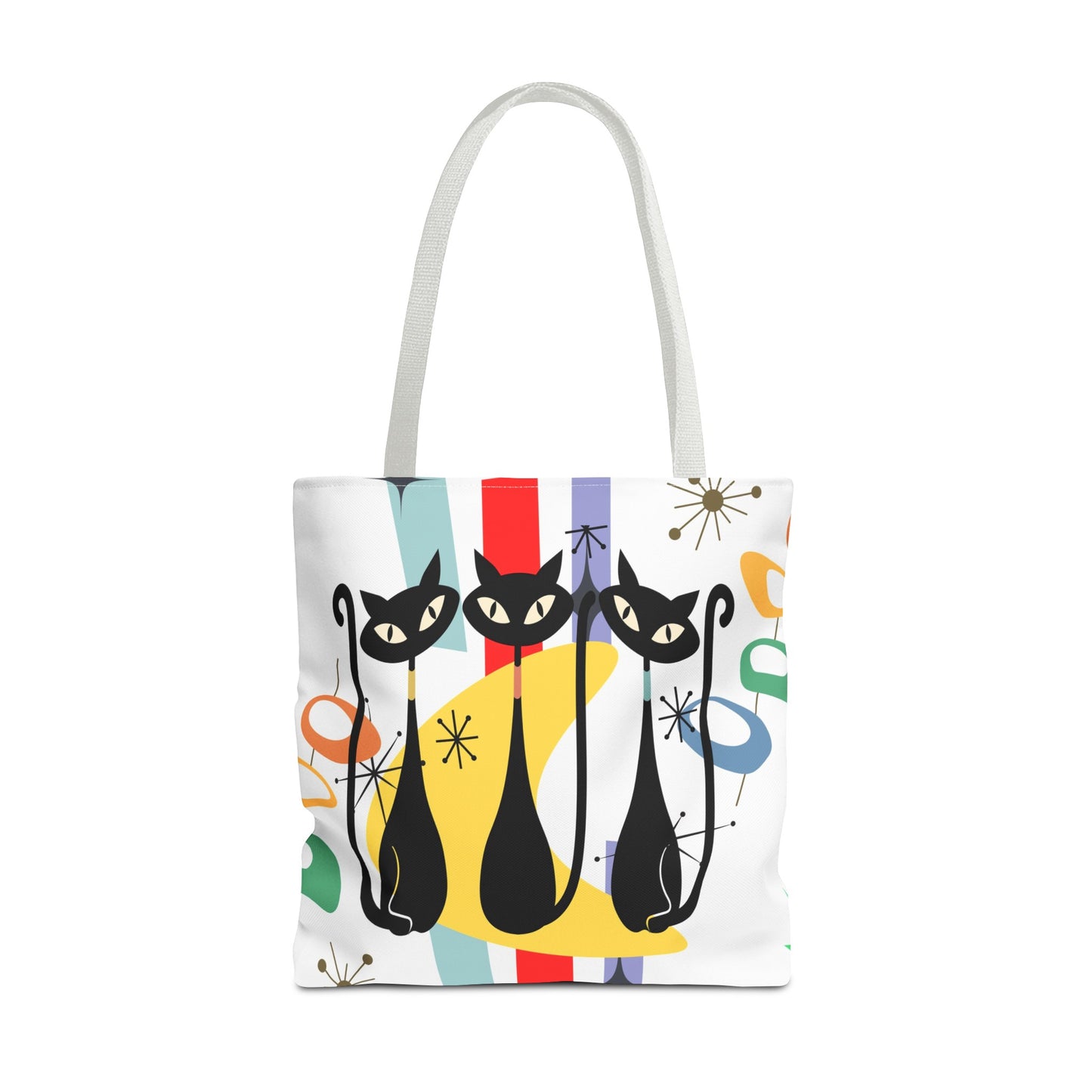 Atomic age cat retro Tote Bag, Mid Century Modern, cute carry bag, book, shopping, beach, overnight or day trip tote bag