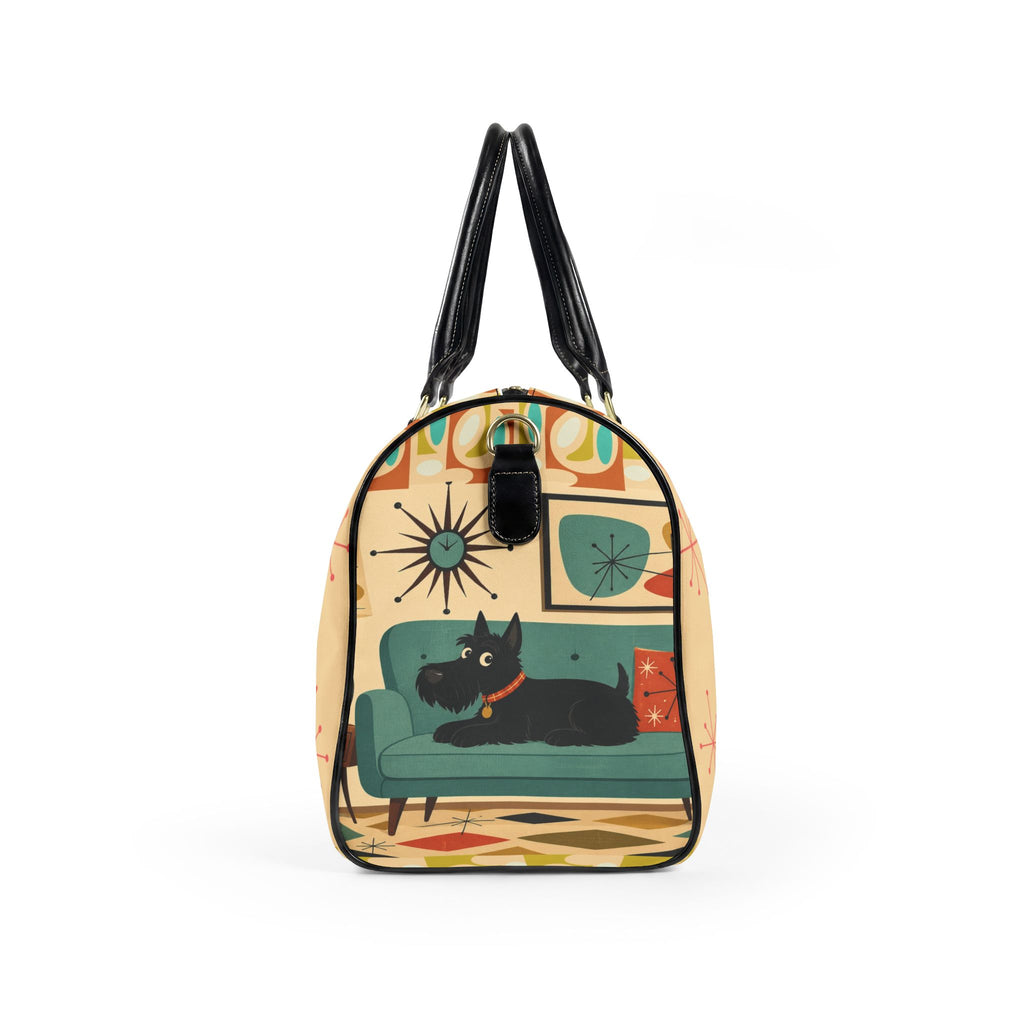 Retro Living Room Scotty Dog Faux Leather Travel Bag | Mid Century Modern