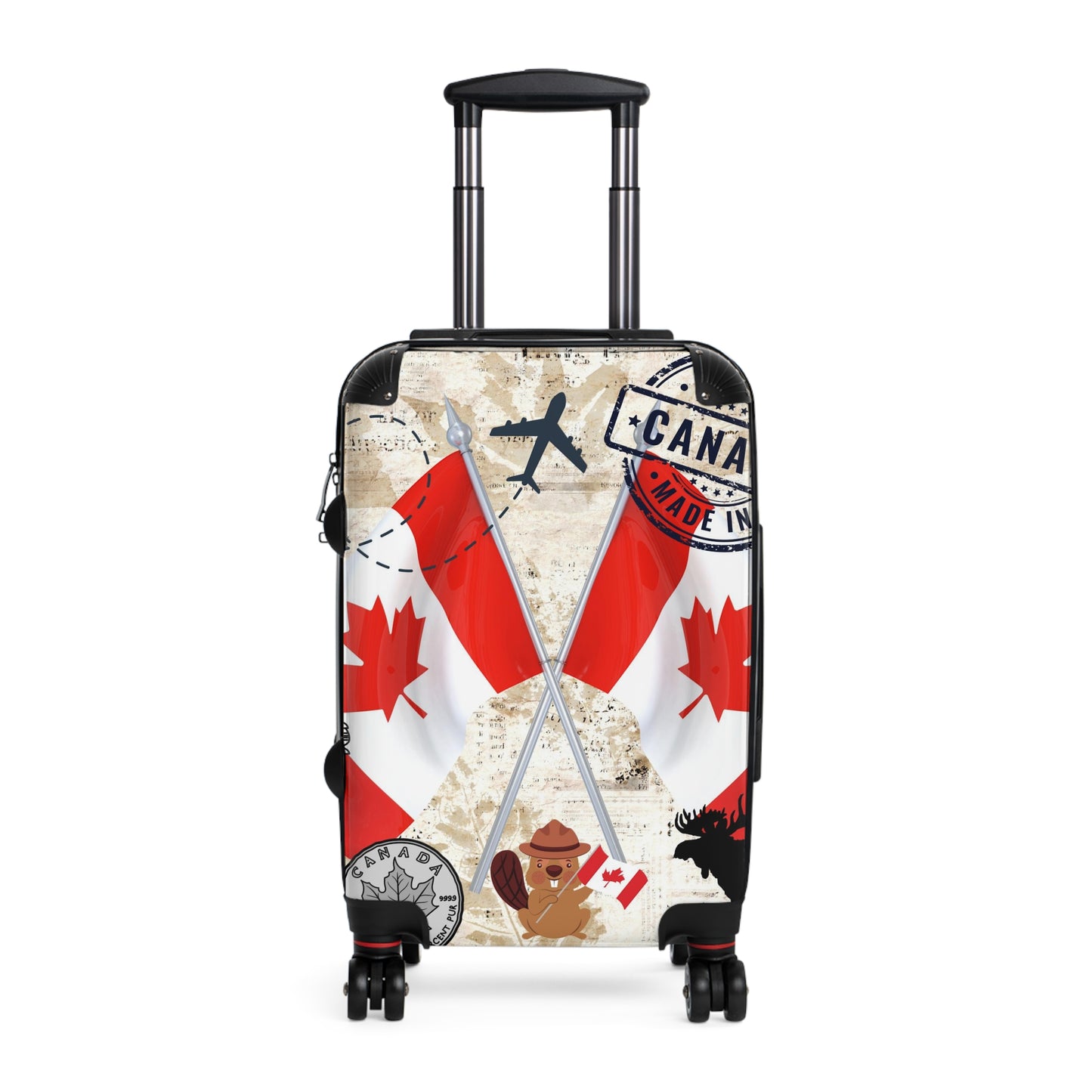 Made in Canada Suitcase on wheels, travel luggage for holidays, weekend, carry on bag, secure lockable luggage