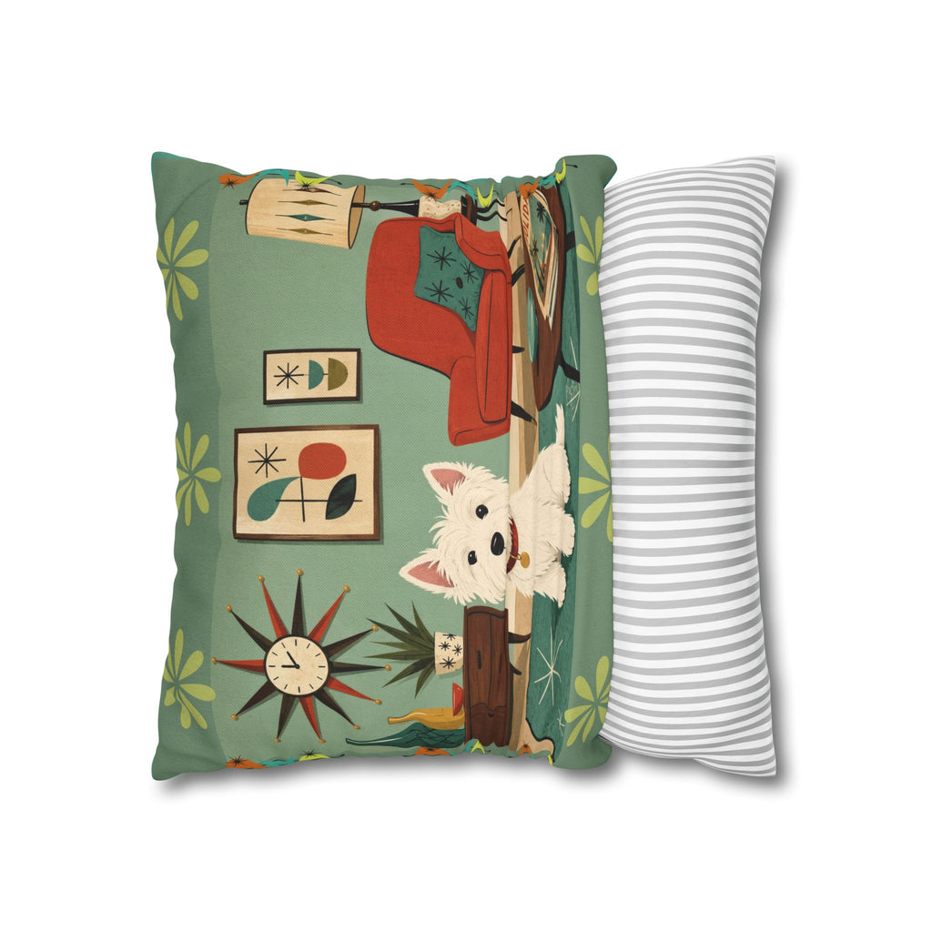 Retro Westie Dog Retro Living Room Pillowcase | Square Throw Pillowcase - COVER ONLY