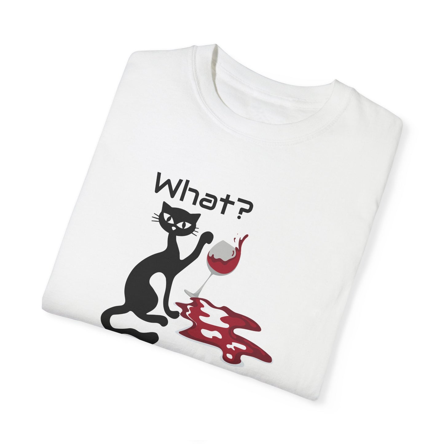 Atomic cat wine spiller Unisex Garment-Dyed T-shirt, Mid Century Modern, ladies tee, wine drinker, black cat lover gift