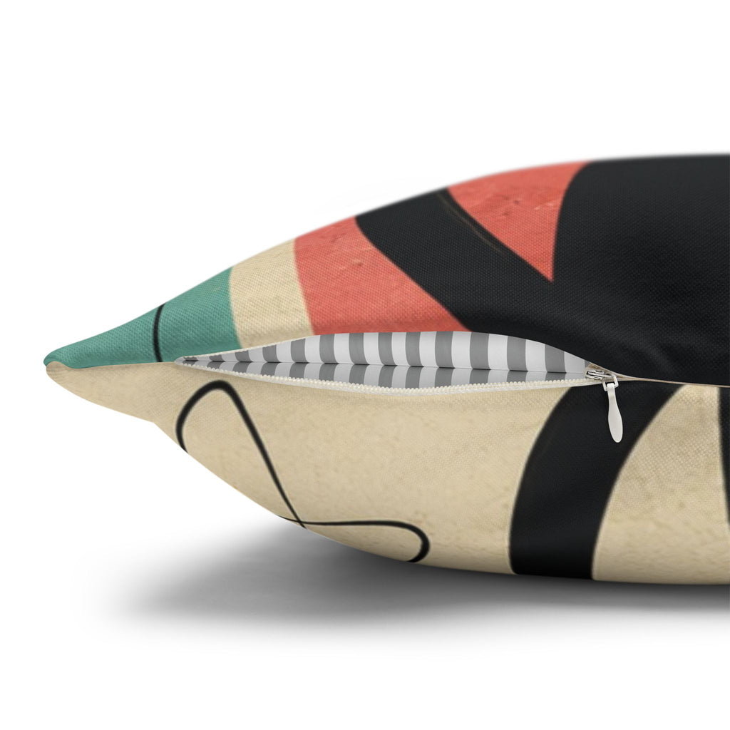 Mid Century Retro Atomic Black Cats Pillowcase | Spun Polyester Square Pillowcase - COVER ONLY