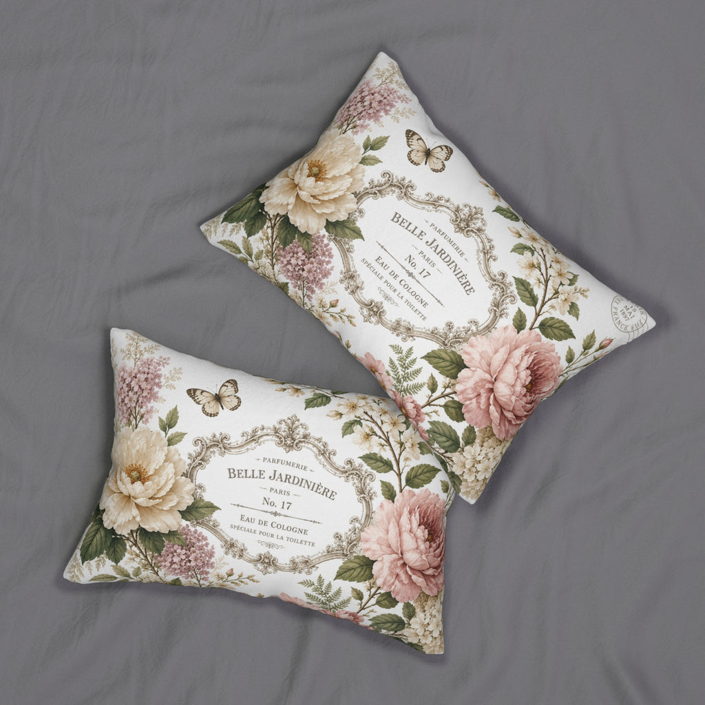 Belle Jardinière Floral Print Lumbar Pillow | Vintage French Label
