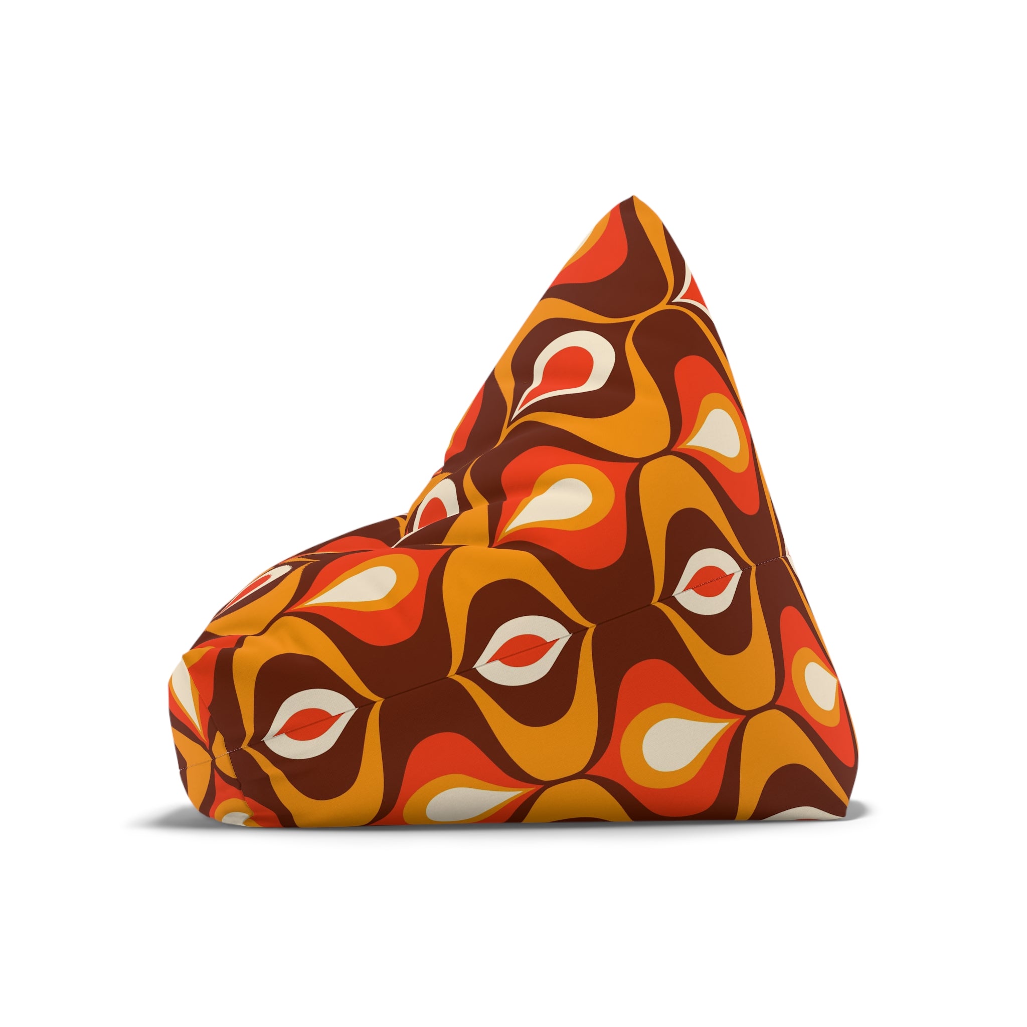 Retro orange and brown Bean Bag Chair COVER, retro home decor, games room, living room bean bag cover