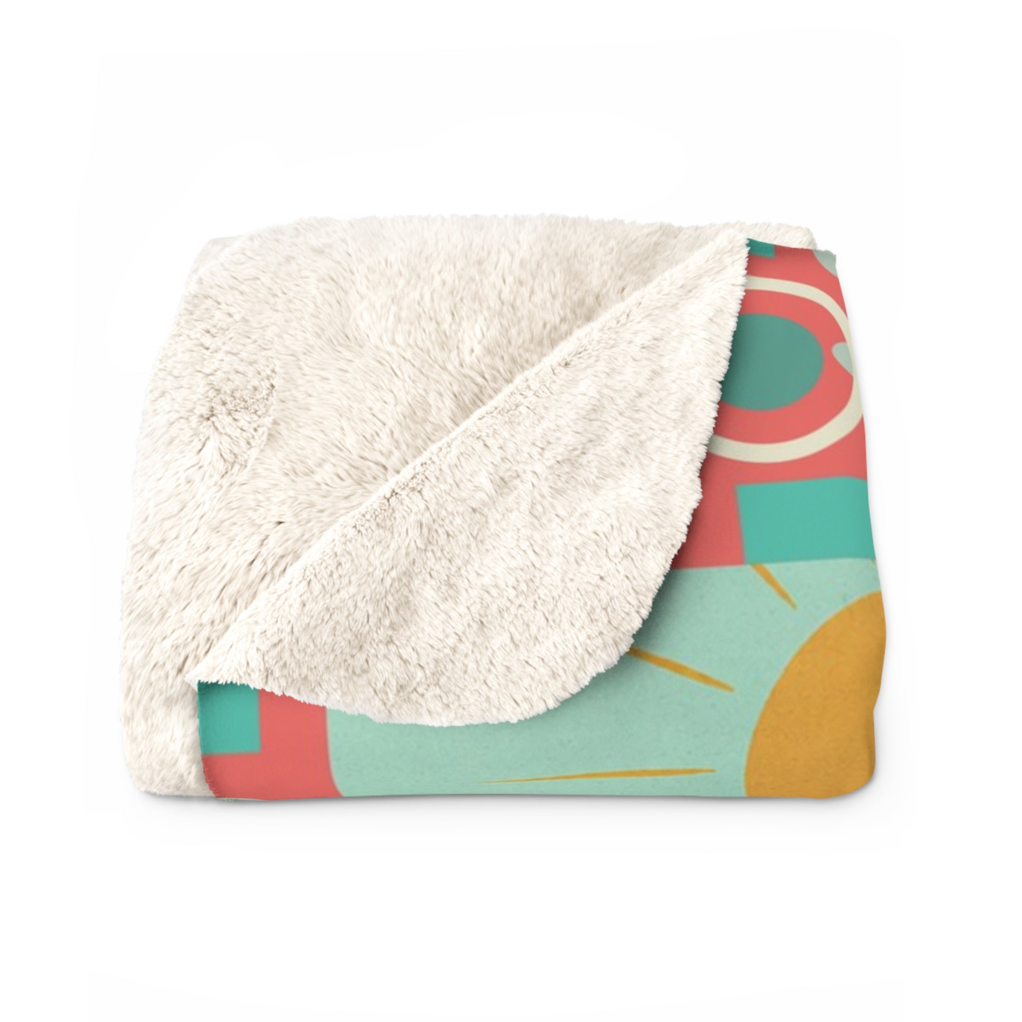 Retro Flamingo sun bathing Sherpa Blanket | Mid Century Tropical Throw