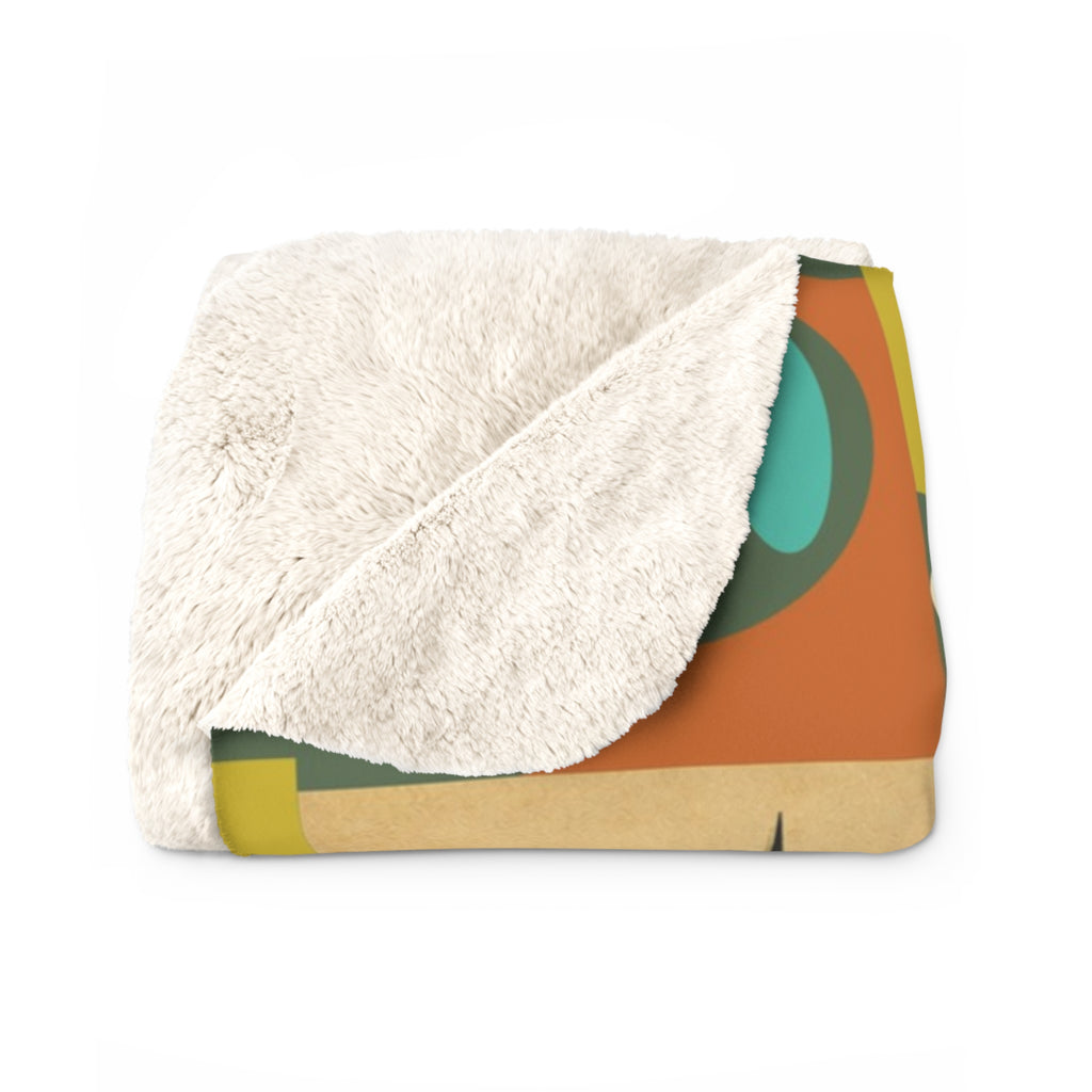Mid Century Modern Atomic Black Cats Sherpa Fleece Blanket | Retro Atomic Living Room