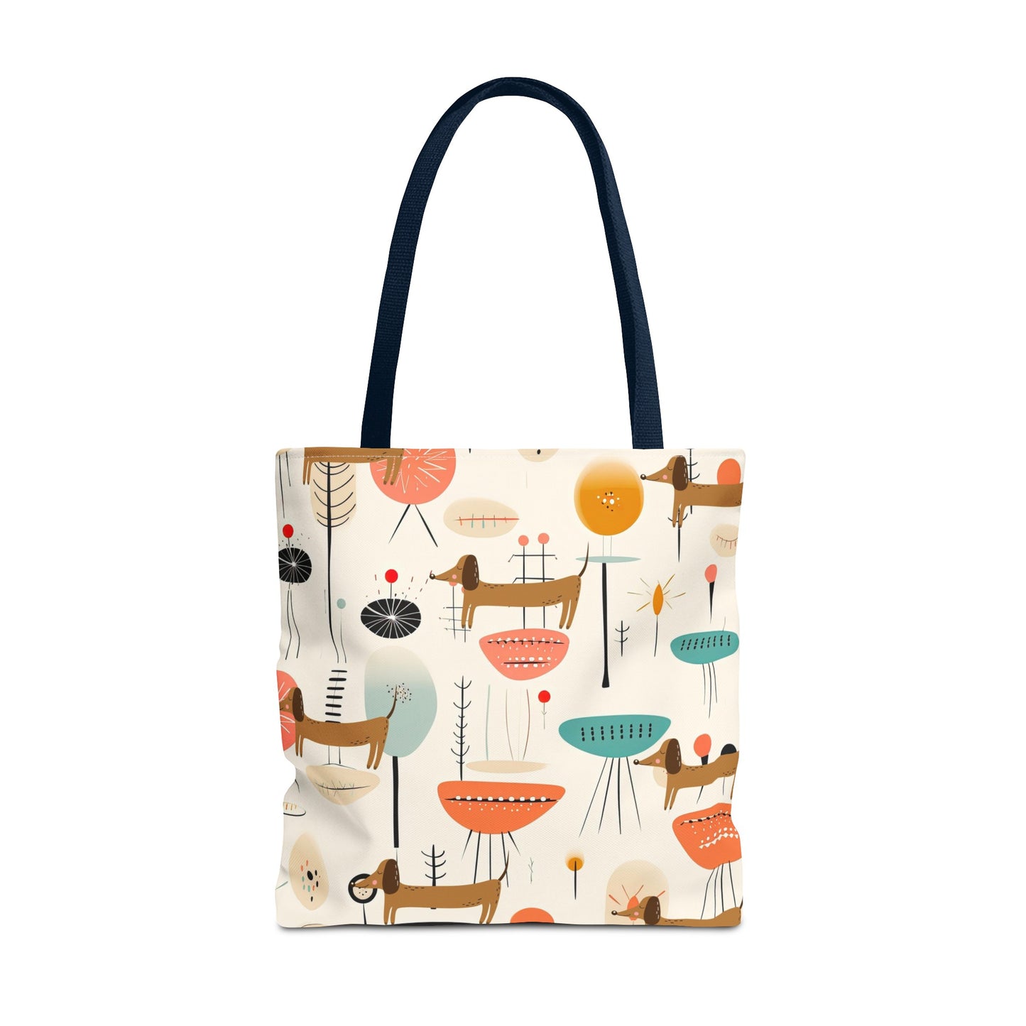 Tote Bag, Mid Century Modern Dachshund tote bag, carry bag, dog lover, beach, shopping, book bag, overnight or day trip tote bag