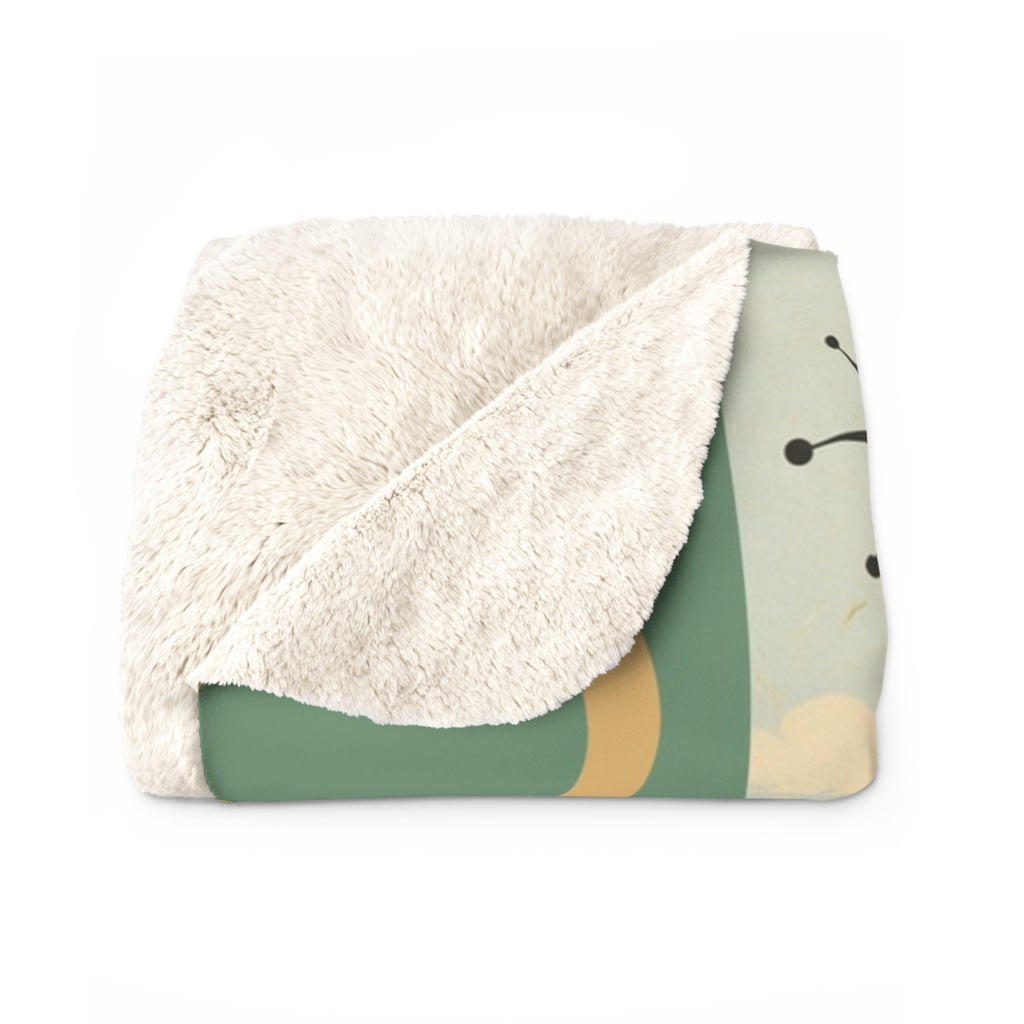 MCM Lake House State of Mind Sherpa Blanket | Retro Dachshund Lake Cabin Art