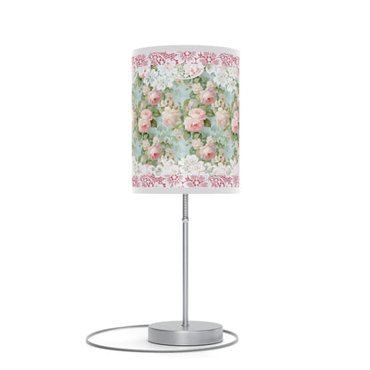 Pink rose shabby chic style Lamp on a Stand, US|CA plug