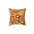 Groovy flowers retro Spun Polyester Square Pillow, hippie floral, 60s 70s inspired, scatter throw cushion