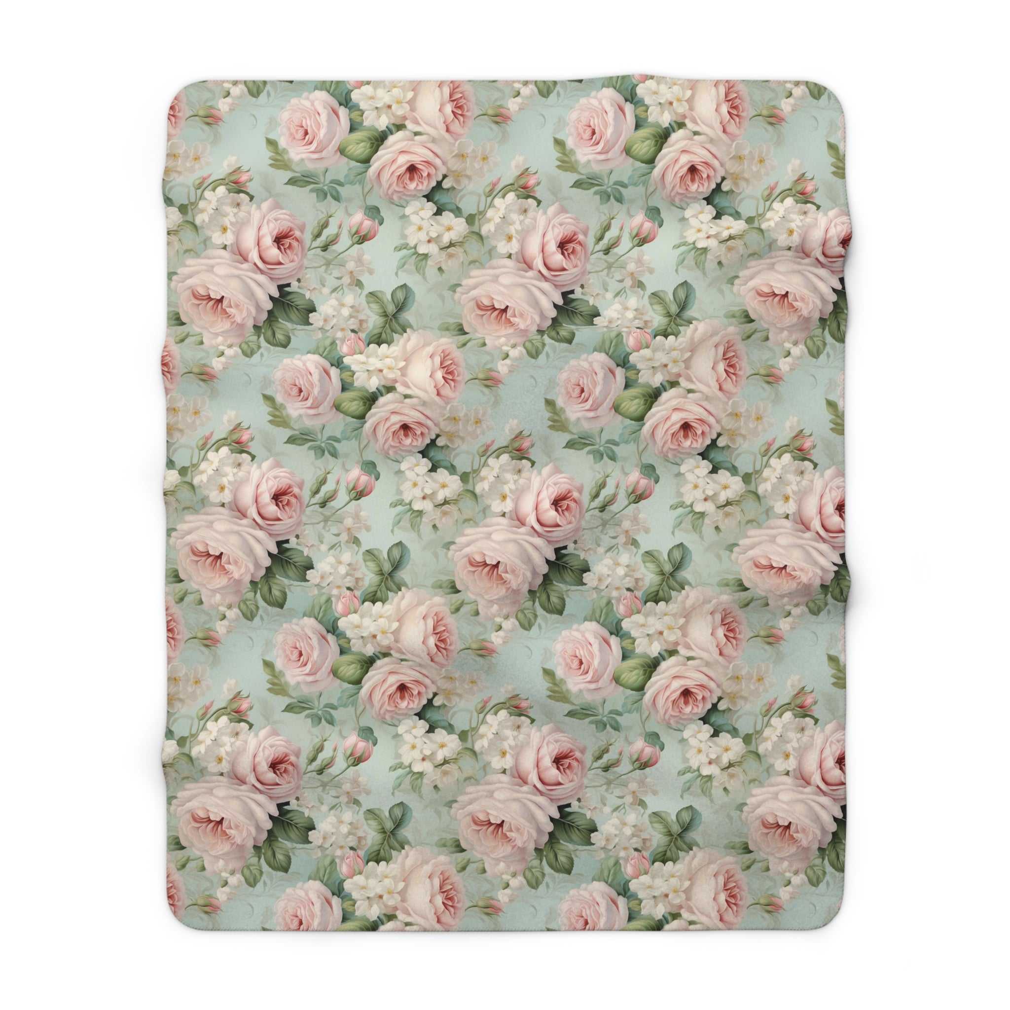 Pink vintage roses shabby chic style Sherpa Fleece Blanket, throw blanket, bedroom living room couch blanket