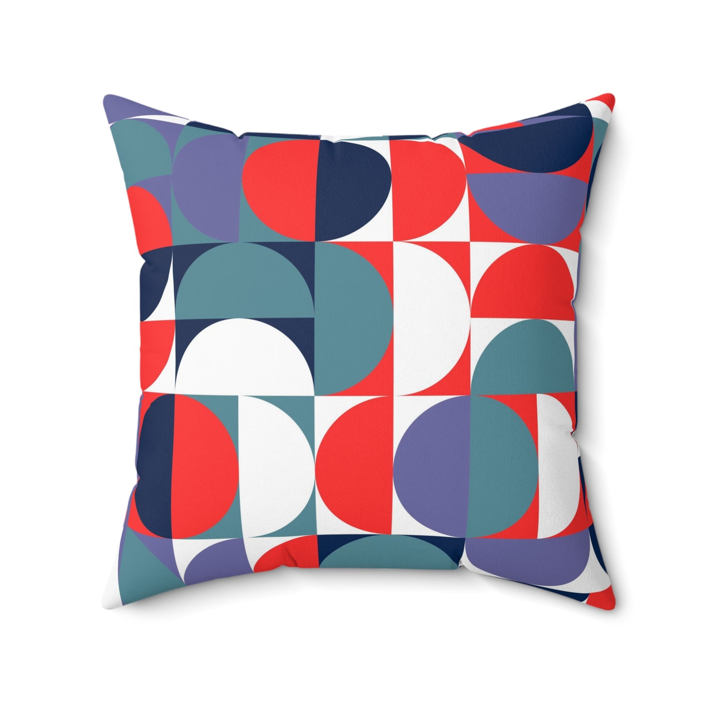 Retro red blue teal mid century modern  Polyester Square Pillow, MCM home decor