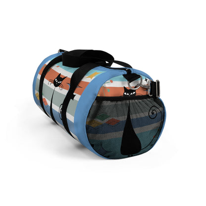 Mid Century Modern Atomic cat retro Duffel Bag, weekend bag, travel luggage, colorful duffel bag