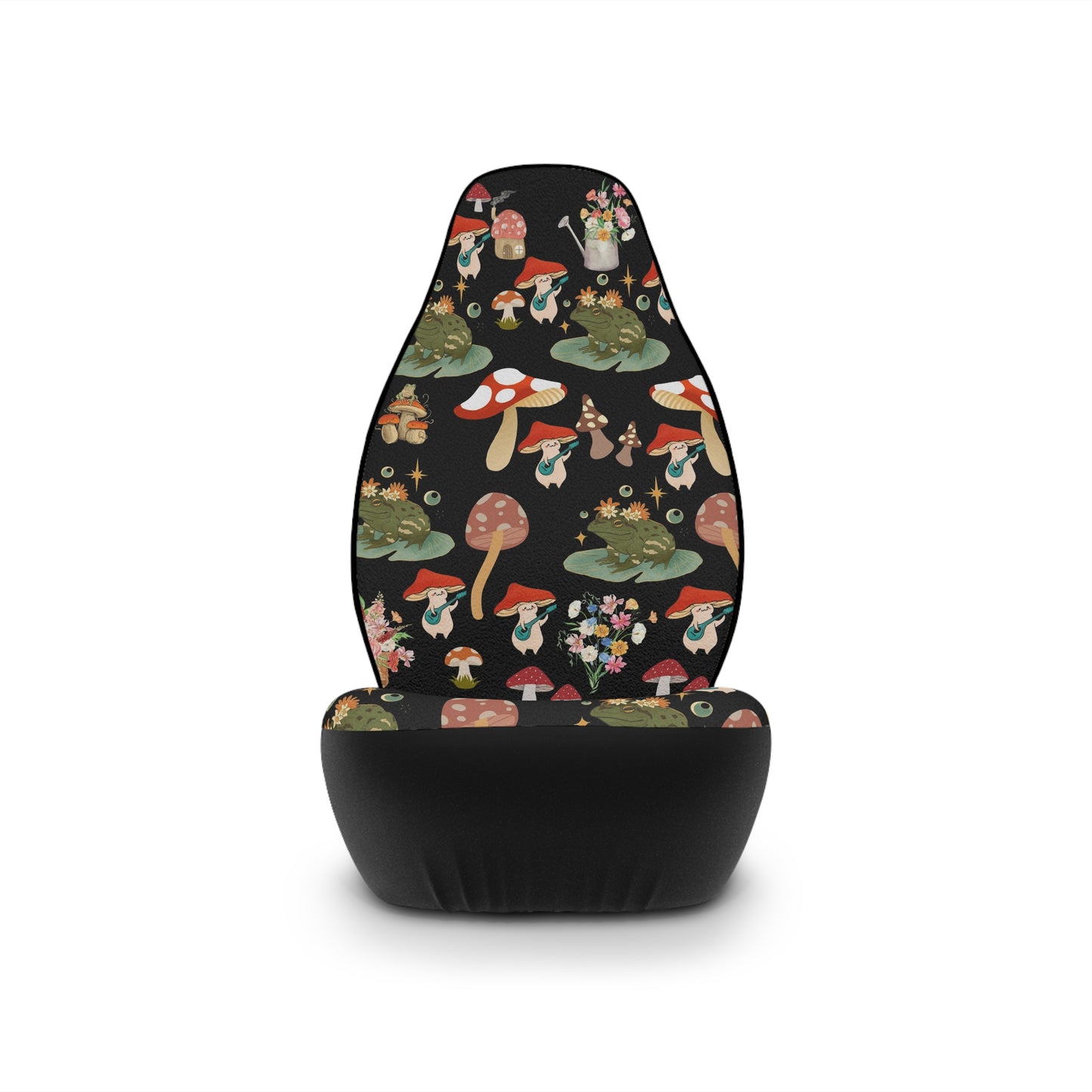 Mystical Forest Delight: Mushroom and Frog Car Seat Covers for Nature Enthusiasts