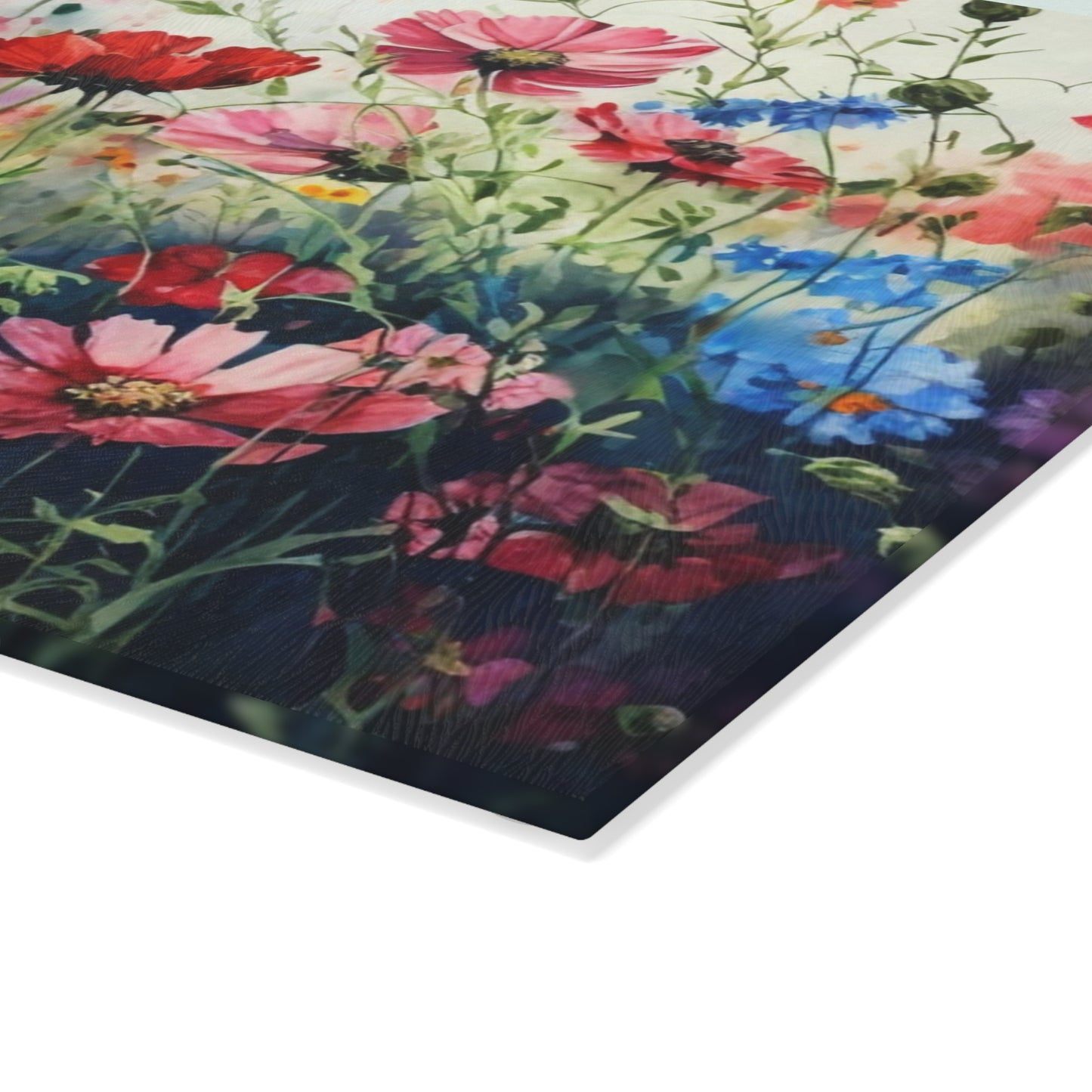 Blooming Beauty: Wildflower Glass Cutting Board for a Natural Kitchen Ambiance