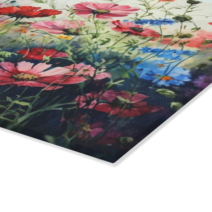 Blooming Beauty: Wildflower Glass Cutting Board for a Natural Kitchen Ambiance