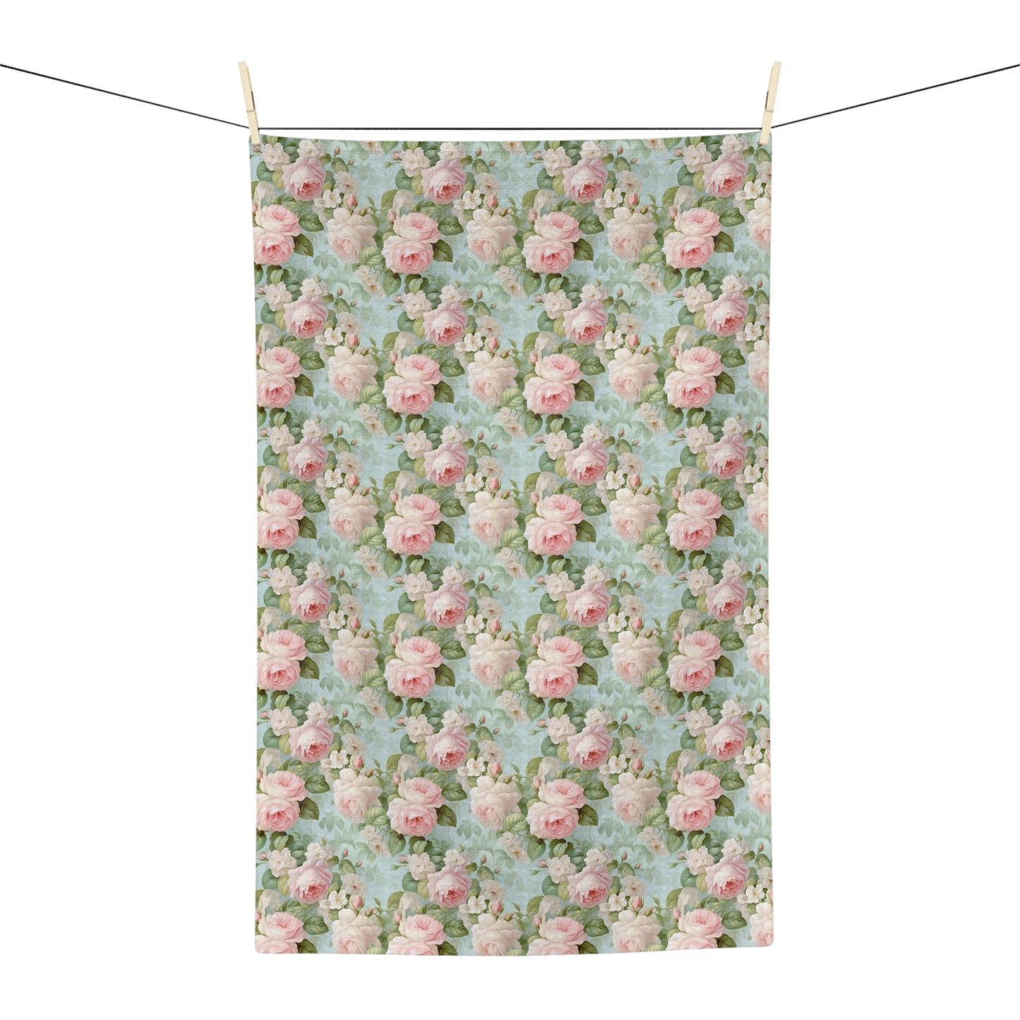 Delicate pink rose shabby chic style Microfiber Tea Towel, farmhouse, country cottage, floral kitchen towel