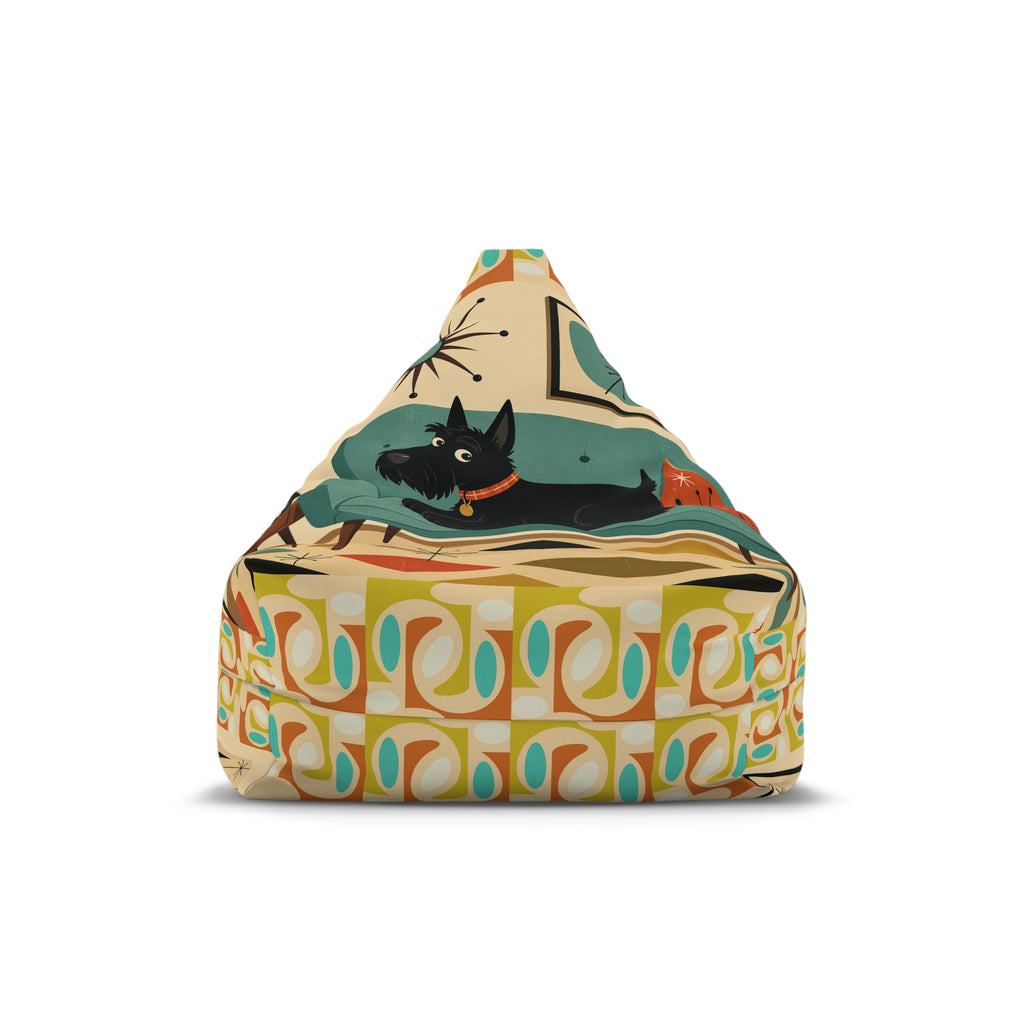 Retro Mid-Century Scotty Dog Pattern Bean Bag Chair Cover | Geometric Pet Print