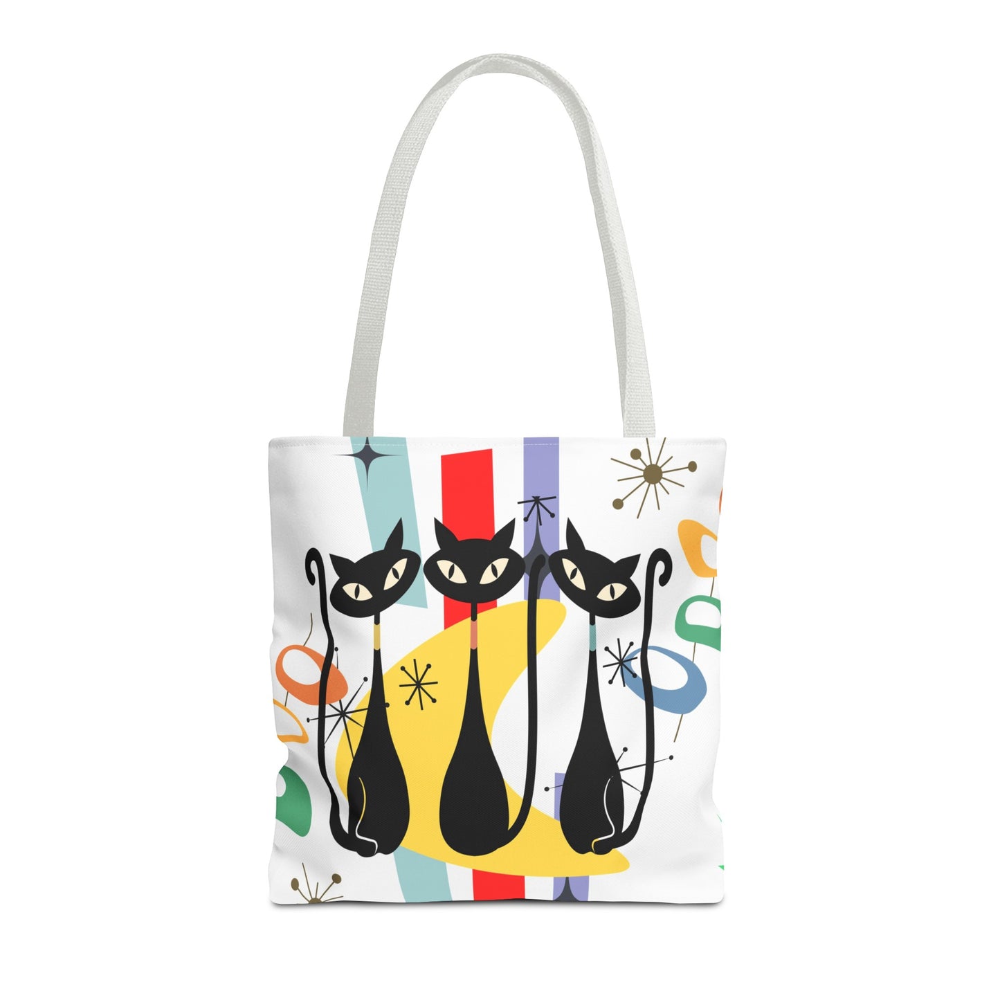 Atomic age cat retro Tote Bag, Mid Century Modern, cute carry bag, book, shopping, beach, overnight or day trip tote bag