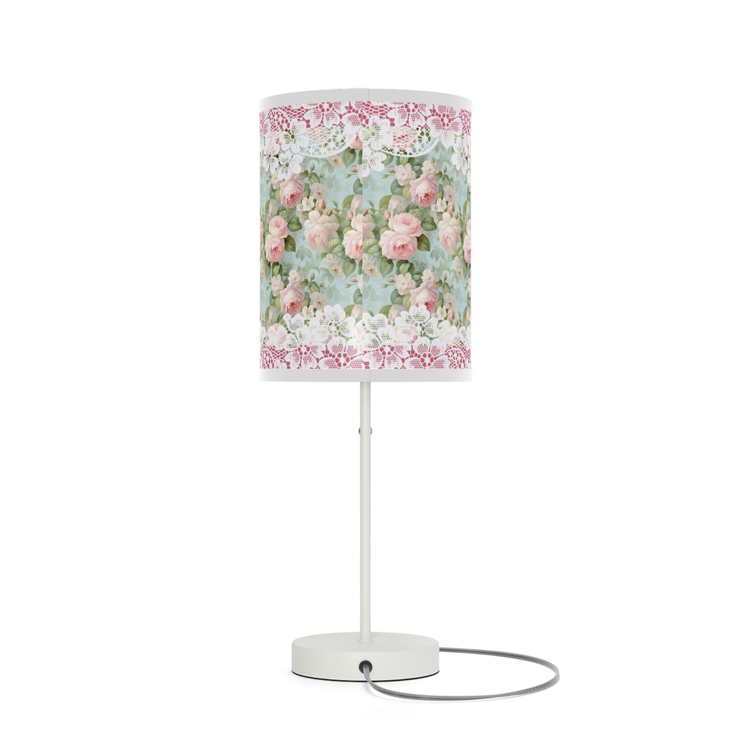 Pink rose shabby chic style Lamp on a Stand, US|CA plug