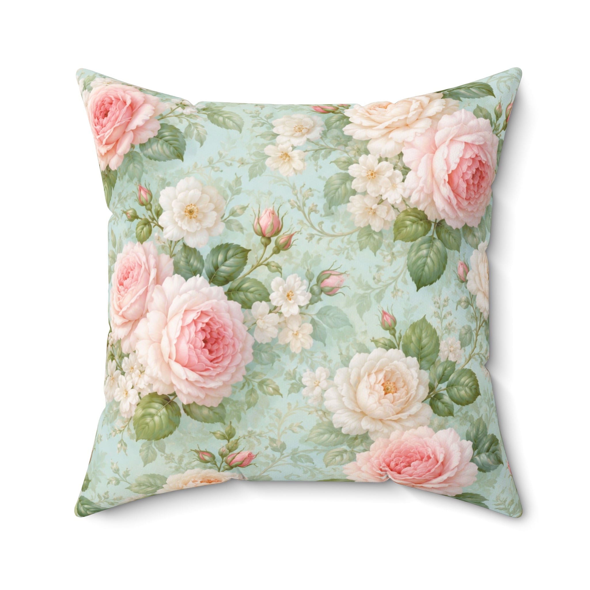 Vintage Pink Roses Toss Pillow | Floral Square Pillow, Shabby Chic
